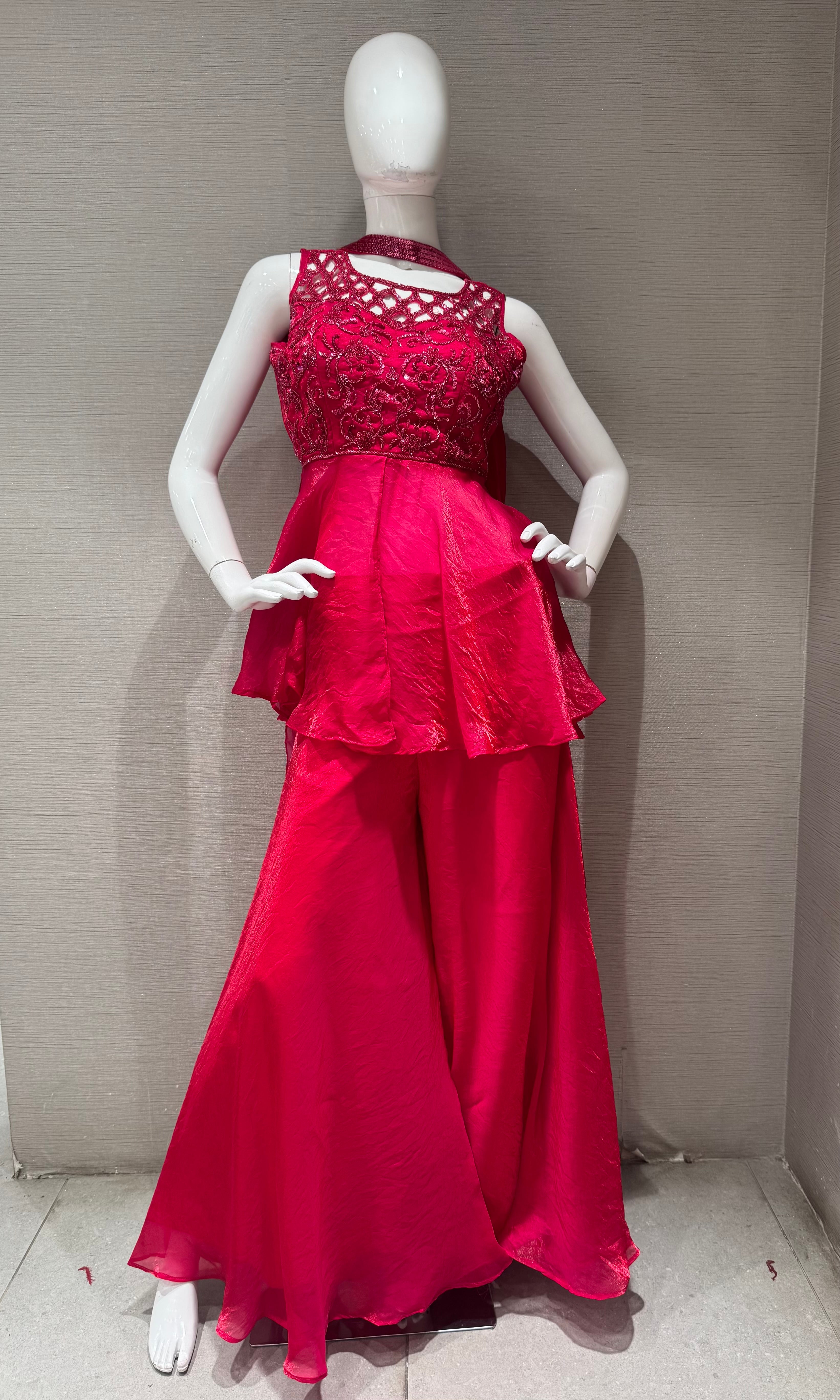 Bright Rani Embellished Peplum Palazzo set