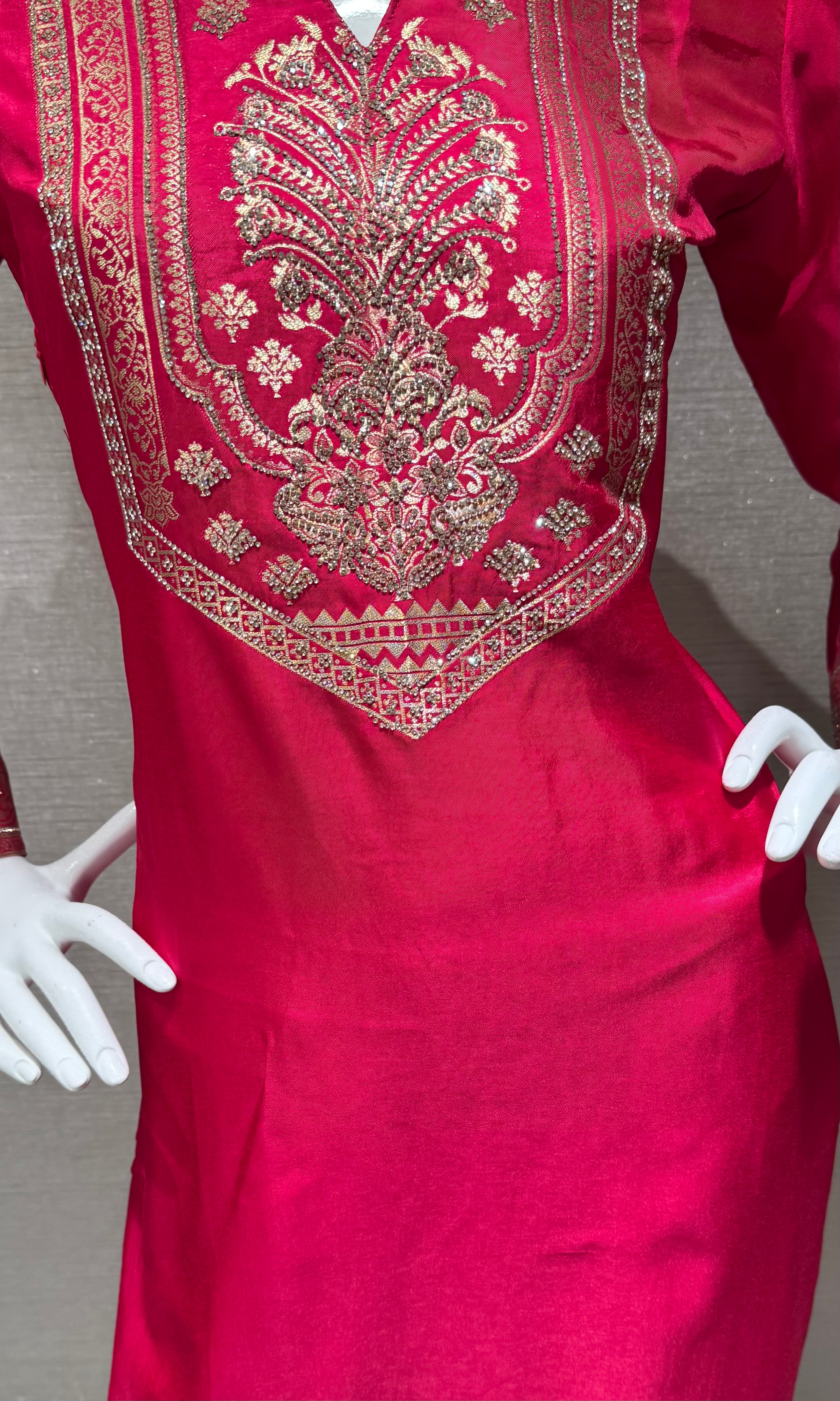 Pink Silk Blend Ethnic Kurta set