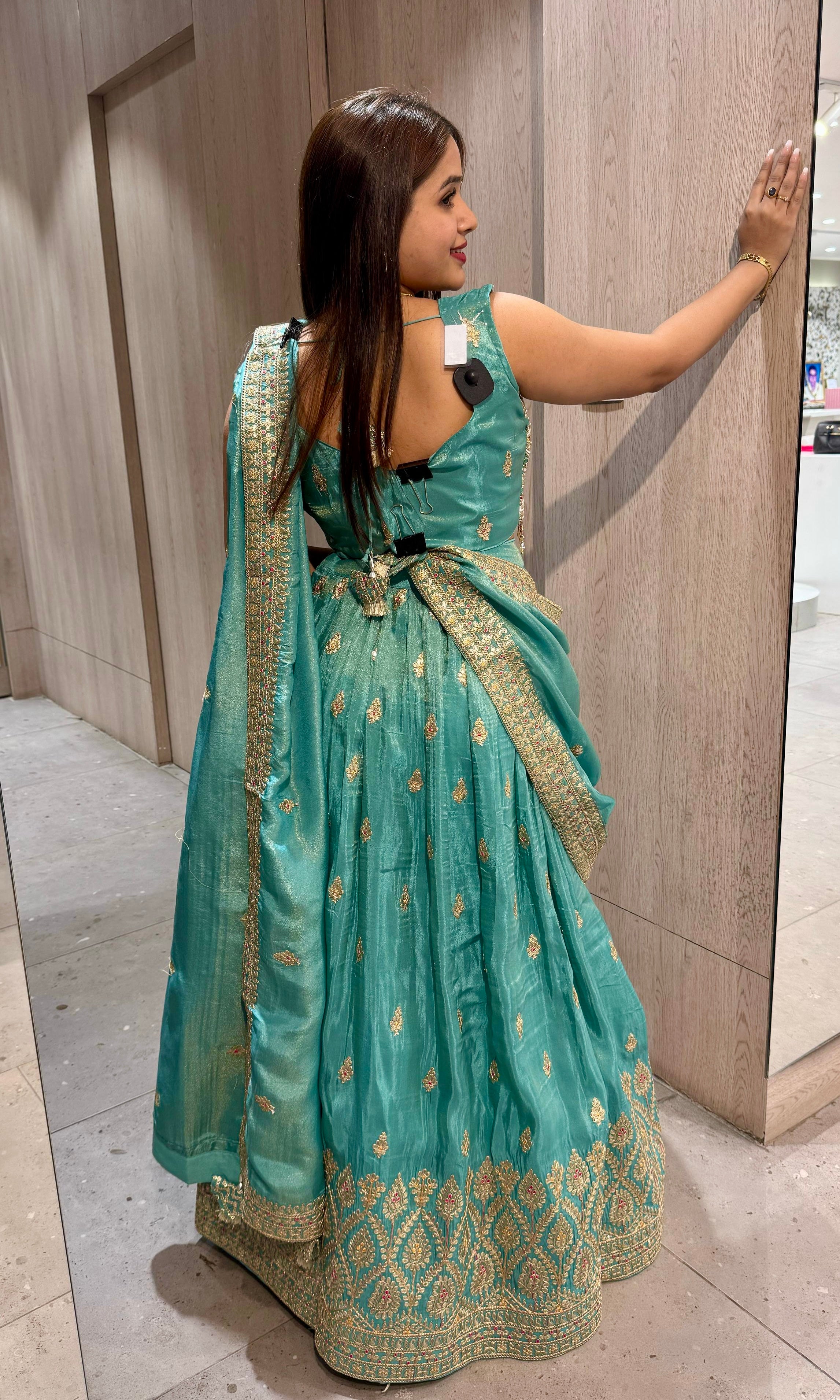 Light blue croptop Lehenga