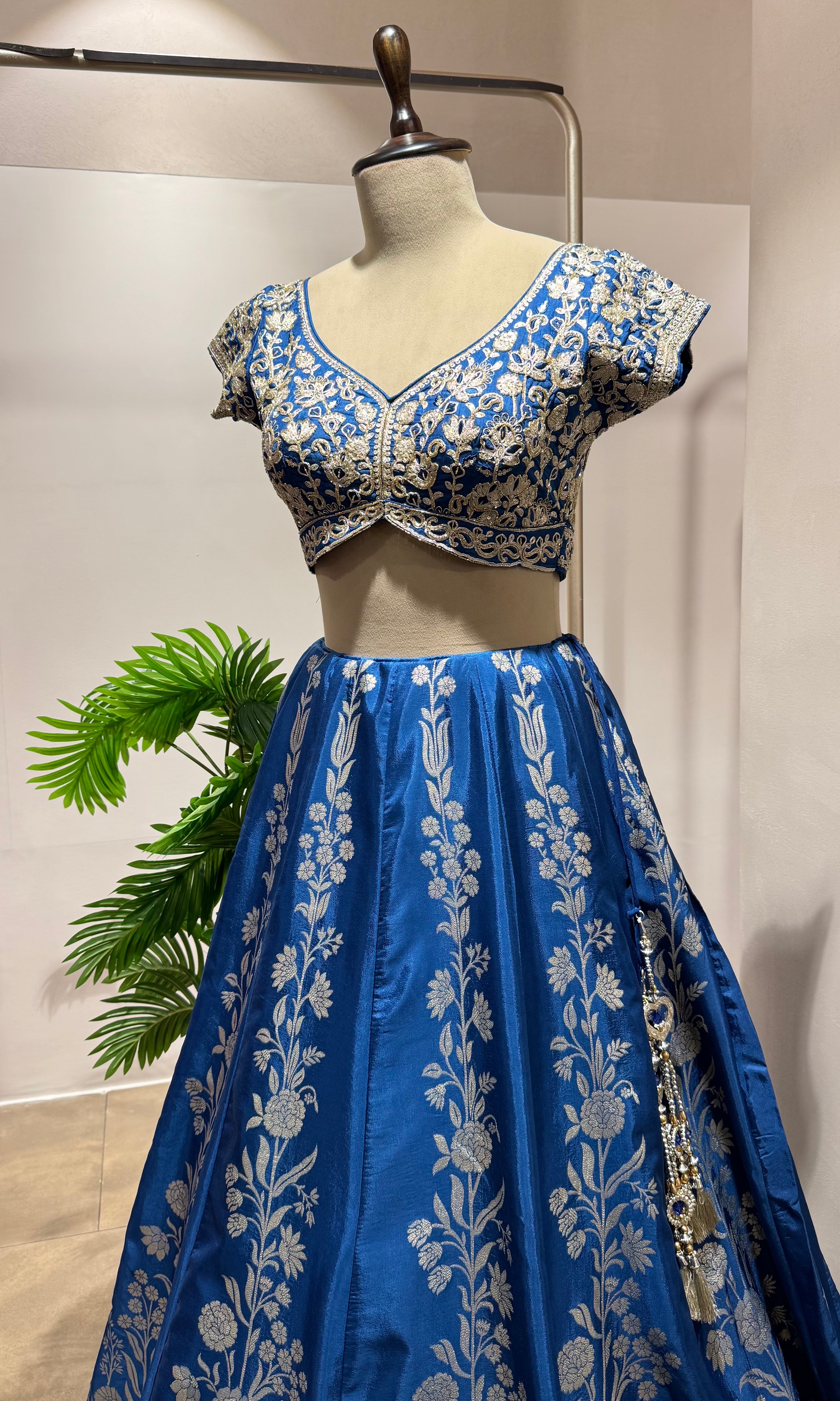 Blue Lehenga with Zari Embroidery