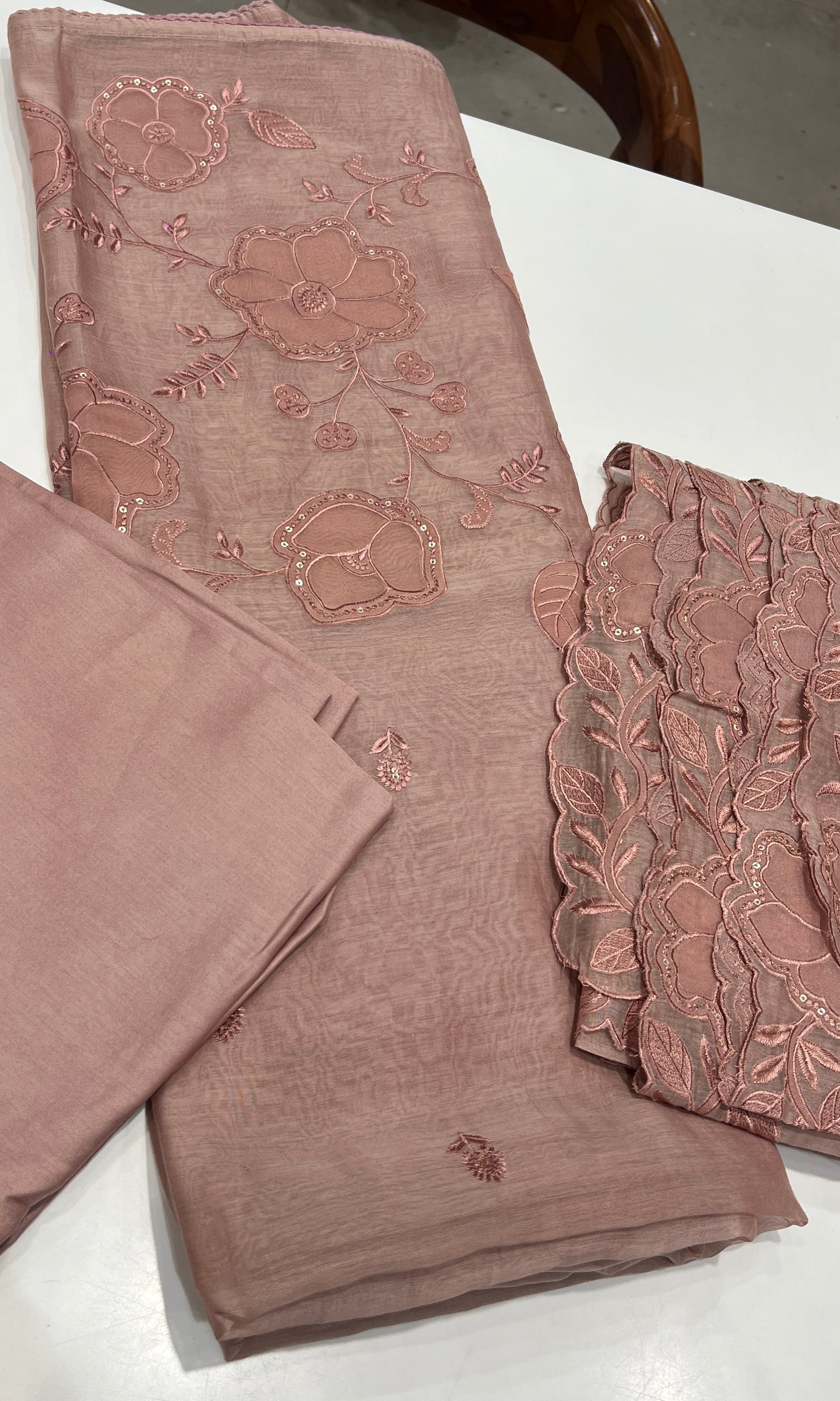 Peach FLORAL dress material