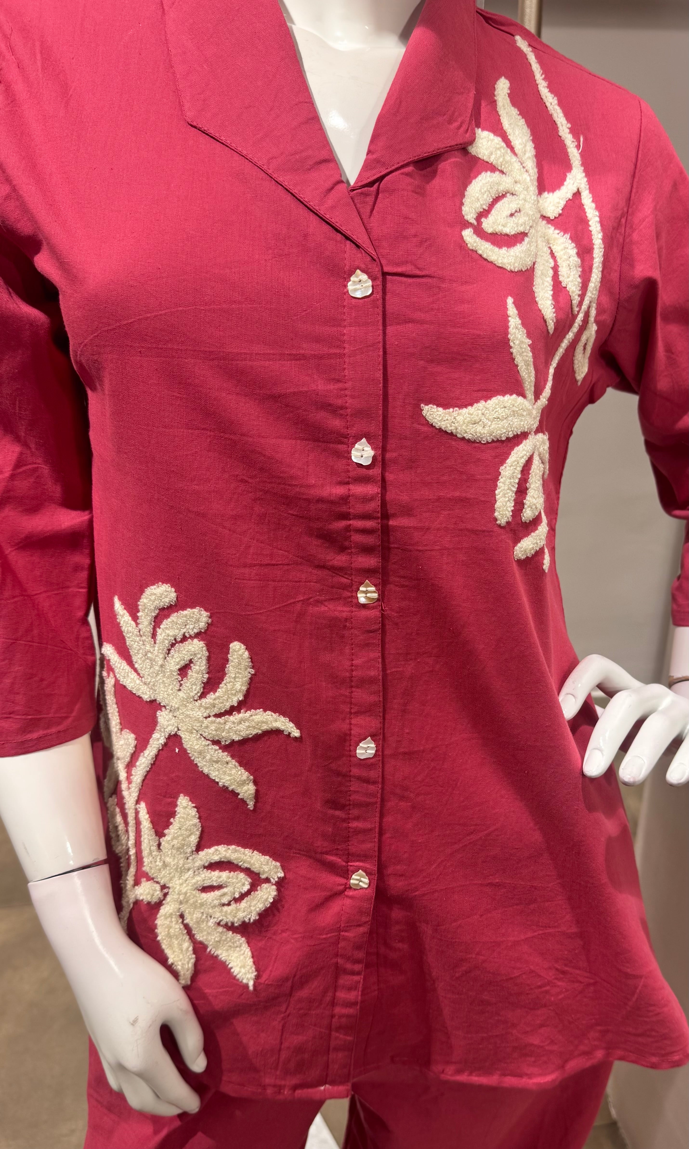 Pink Crimson Blossom Cord Set