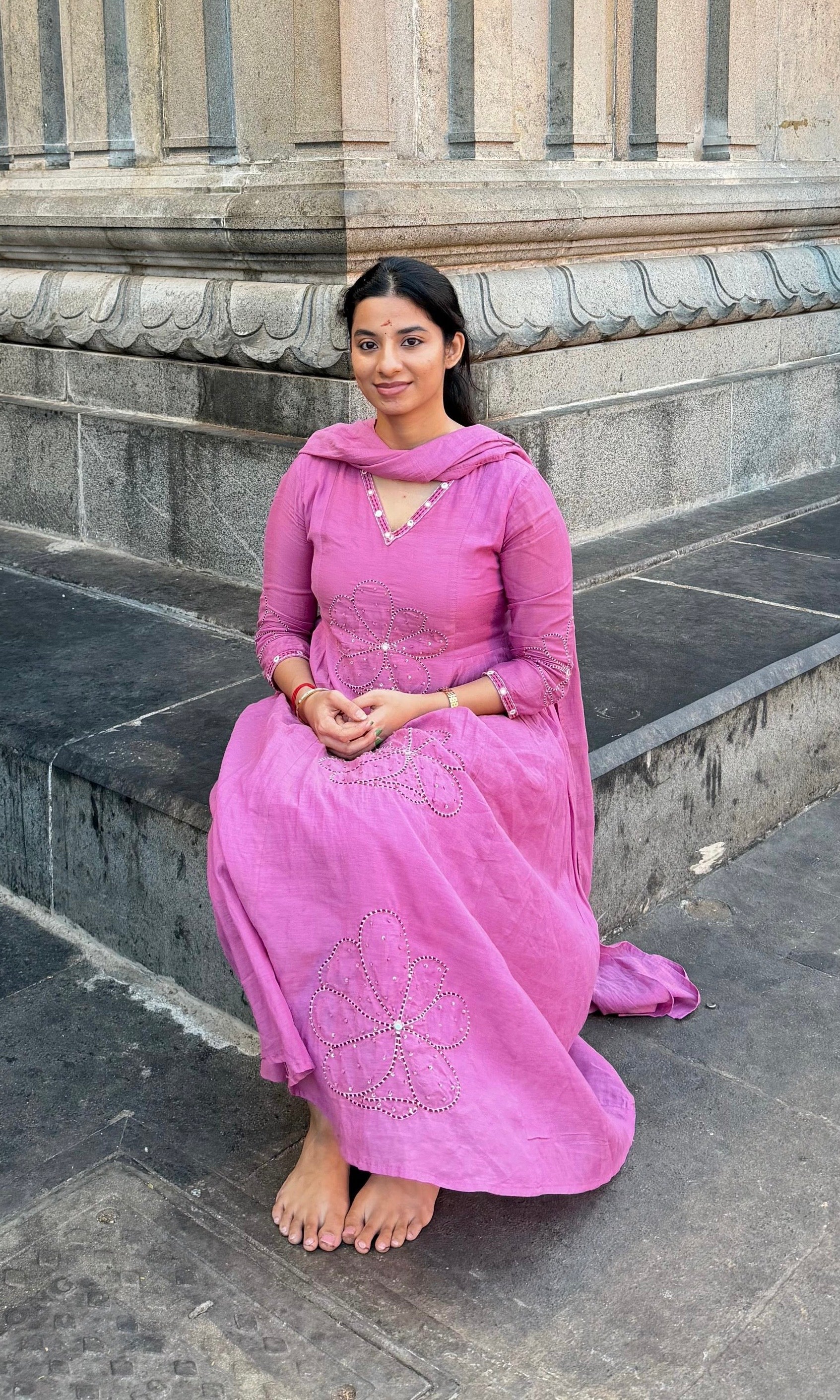 LOTUS pink MUL CHANDERI kurta set