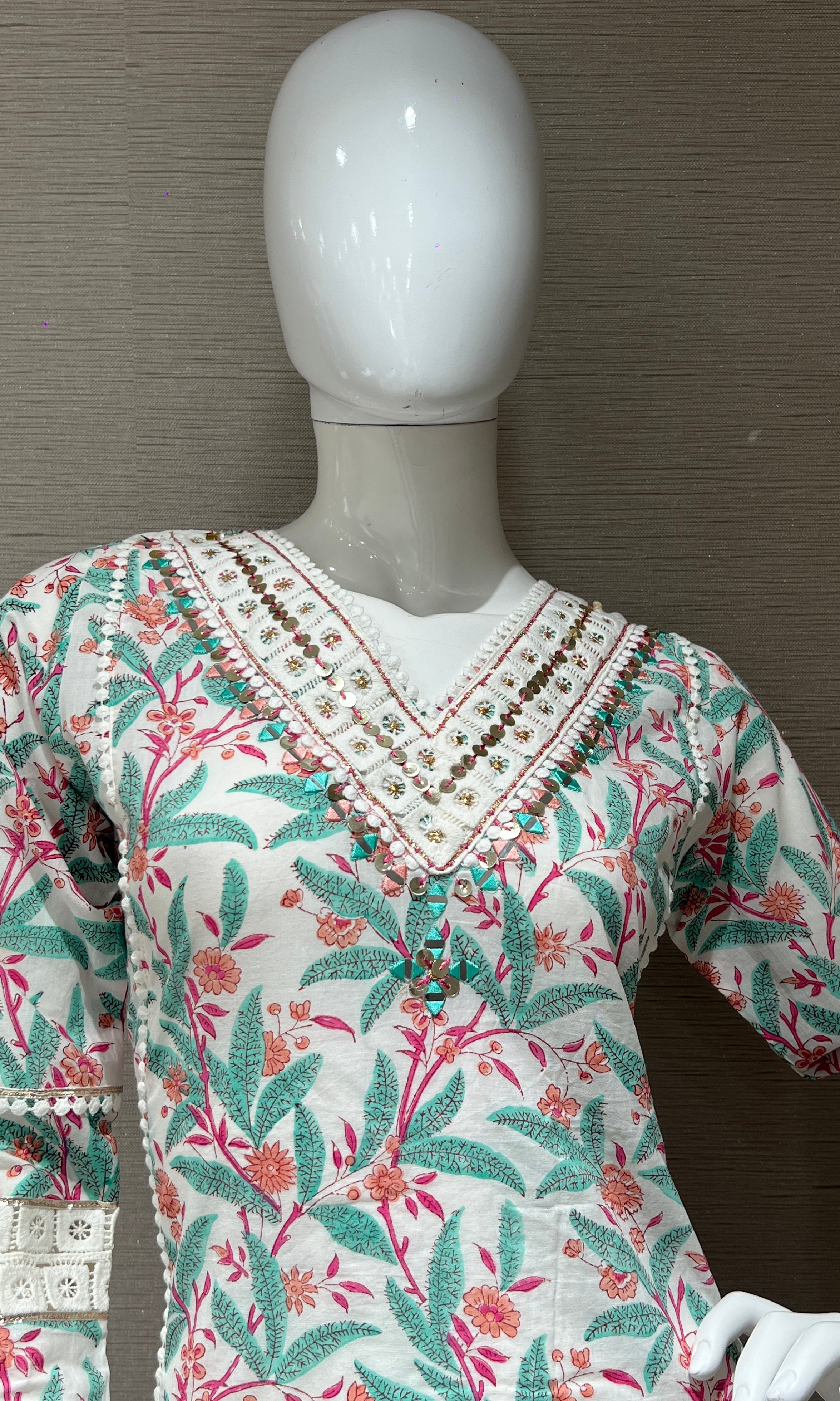 Green cotton Kurta set