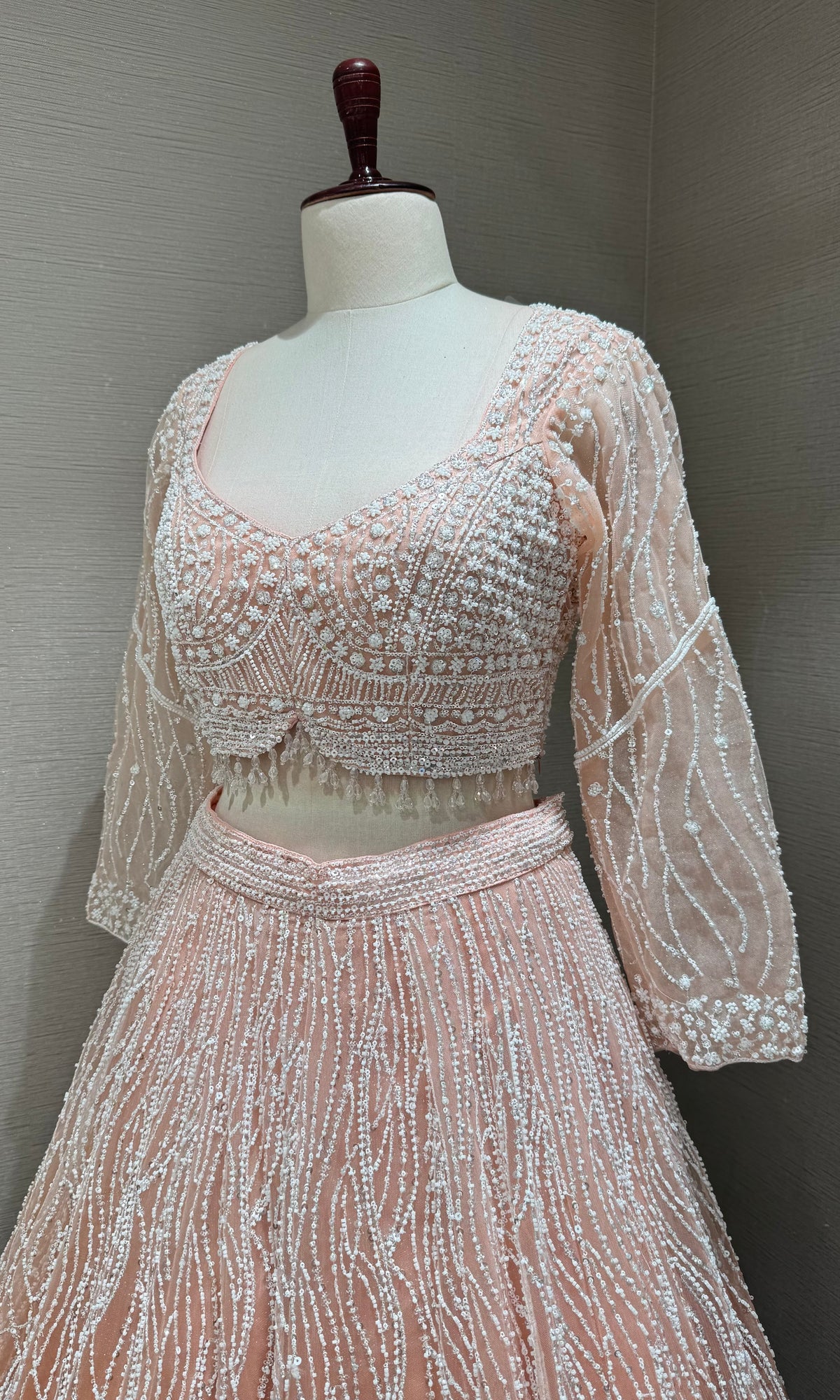 Peach Elegant Ombre Lehenga set with Beaded Embroidery