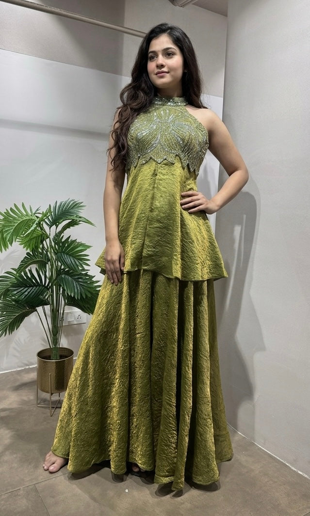 Mehendi Green Embroidered PALAZZO SET