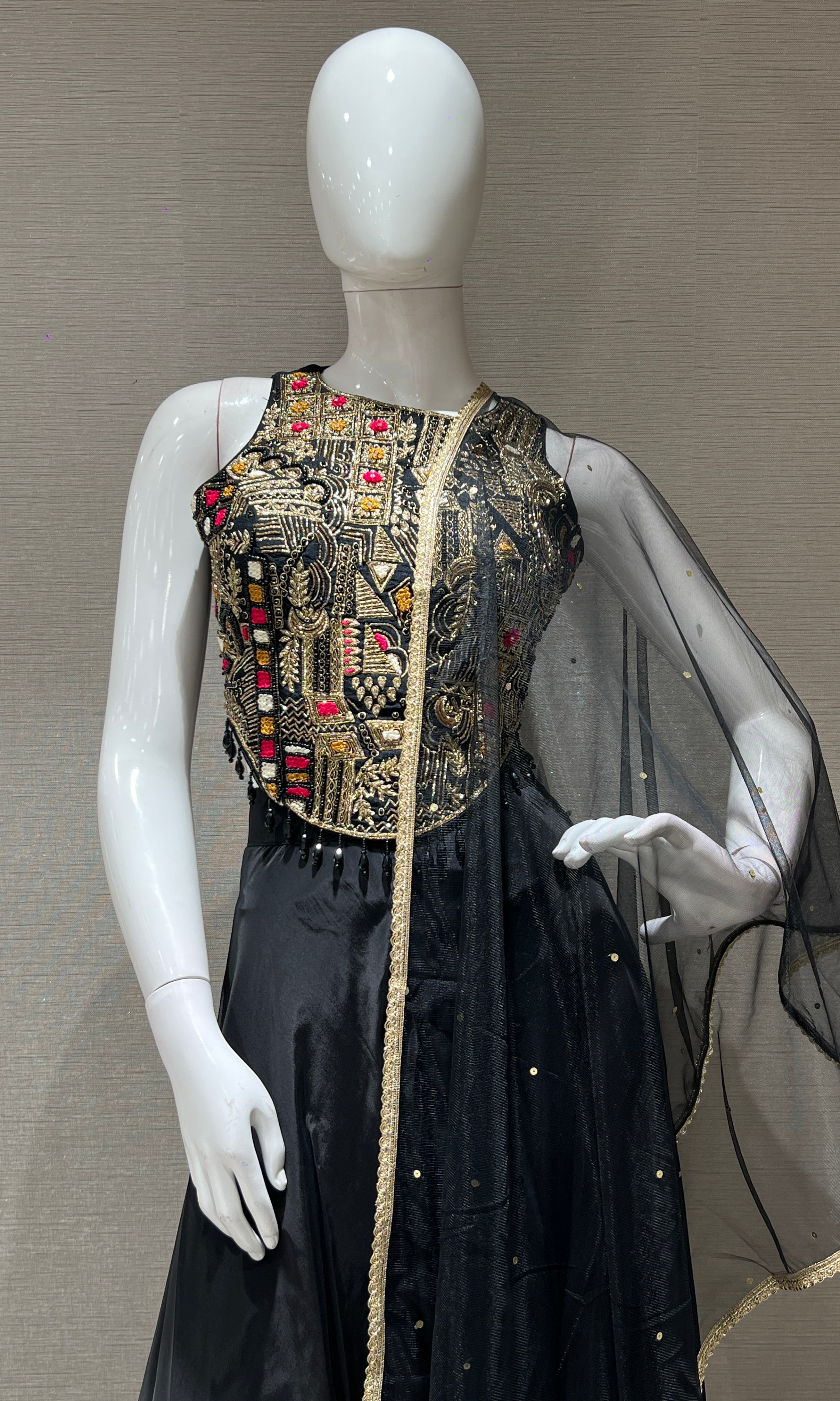 Black Gold Embroidery palazzo set