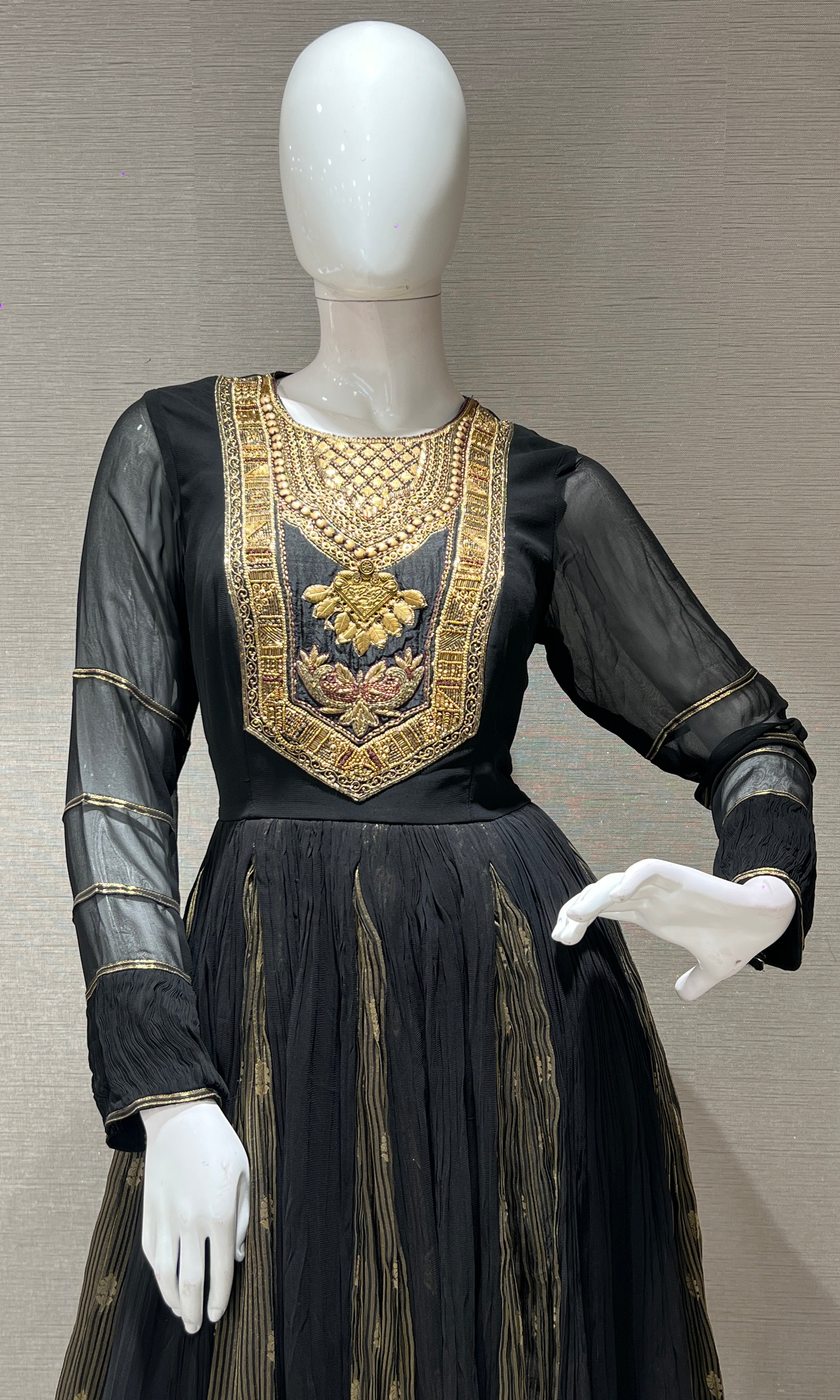 Black GOLDEN ANARKALI