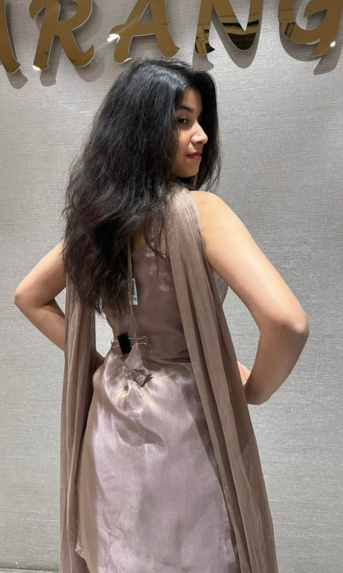 Iced Mocha Shimmer Sharara Set