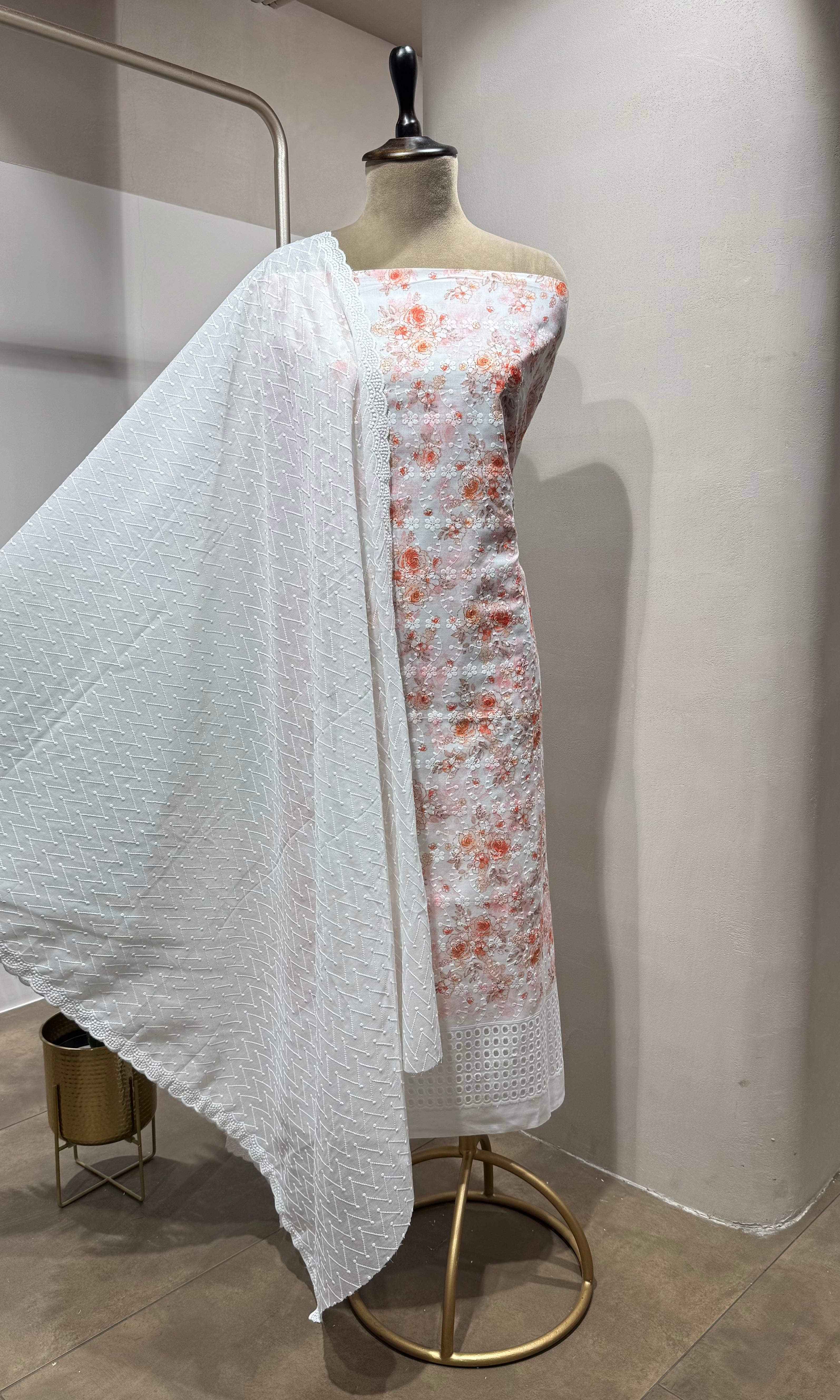PEACH Georgette Dress Material