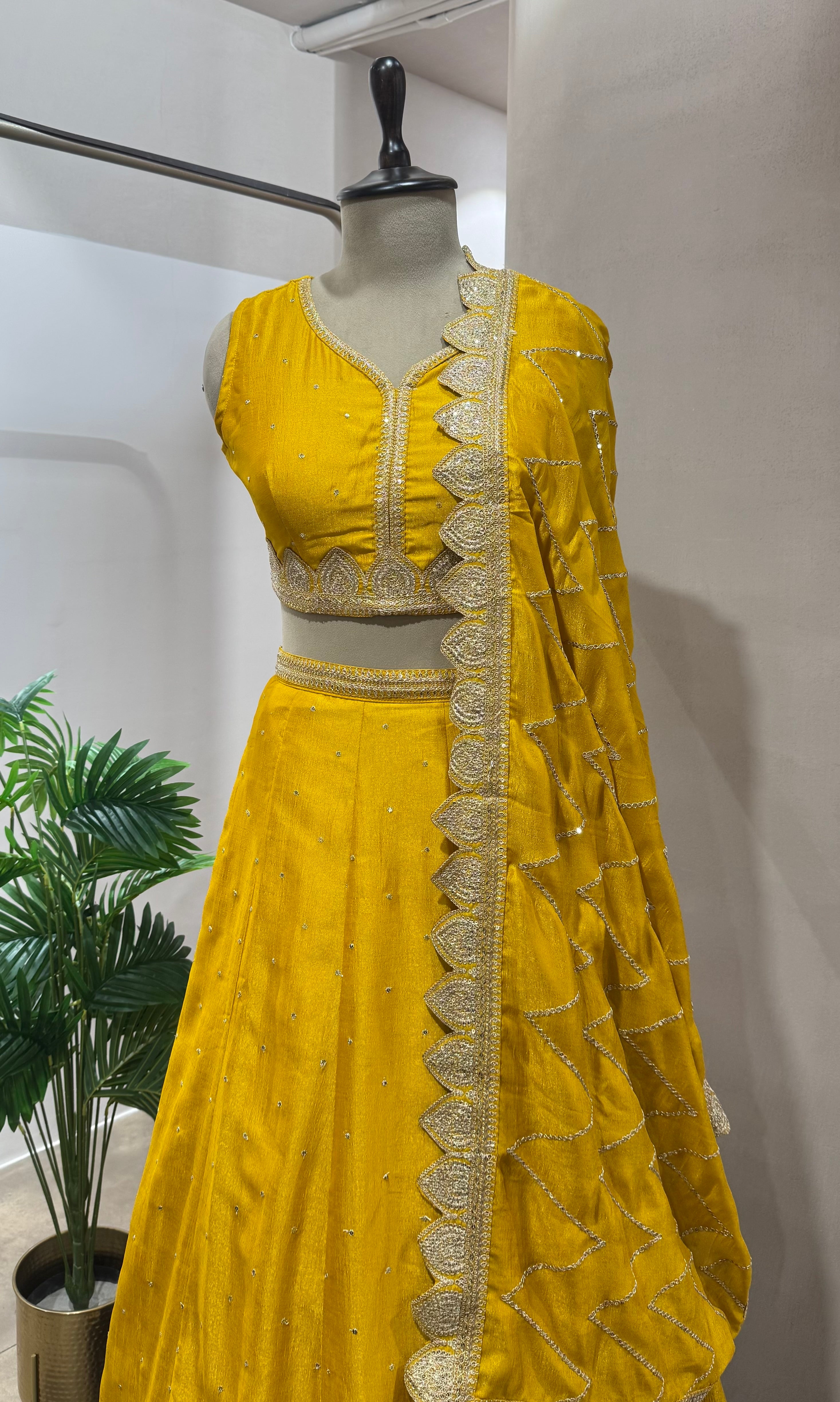 Yellow EMBELLISHED LEHENGA WITH ETHNIC DUPATTA
