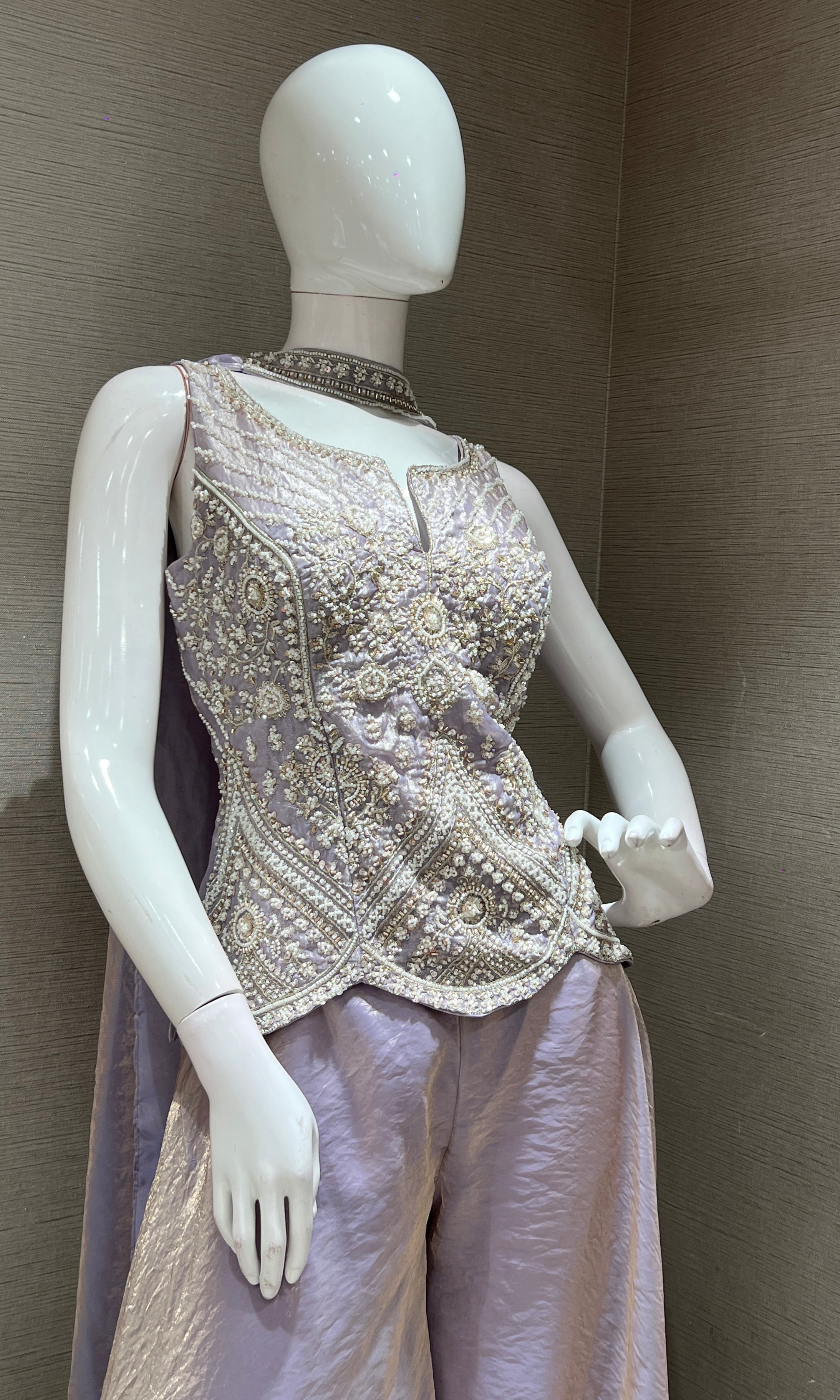 Lavender EMBROIDERED PEPLUM palazzo SET