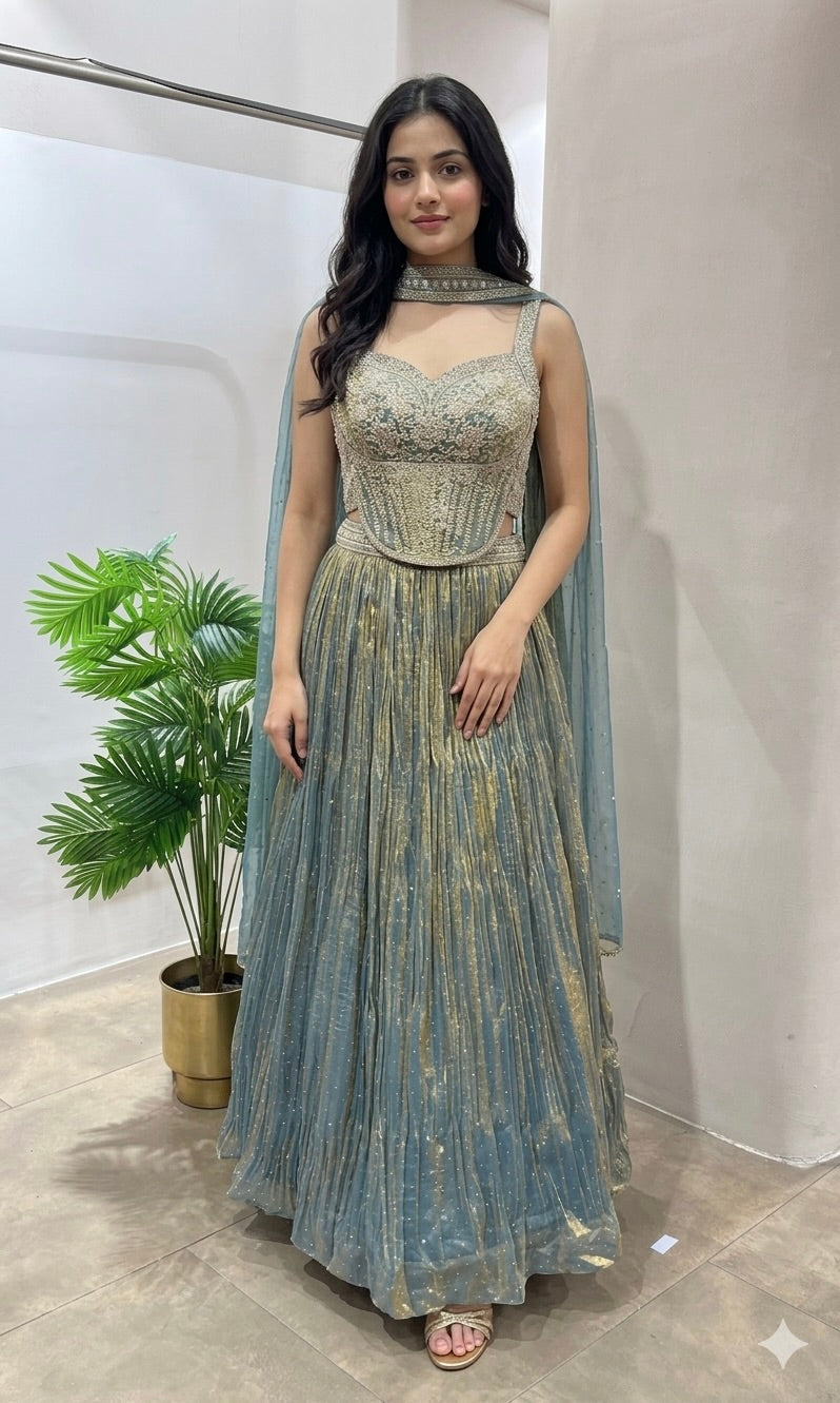 Rama EMBELLISHED LEHENGA WITH CORSET BLOUSE