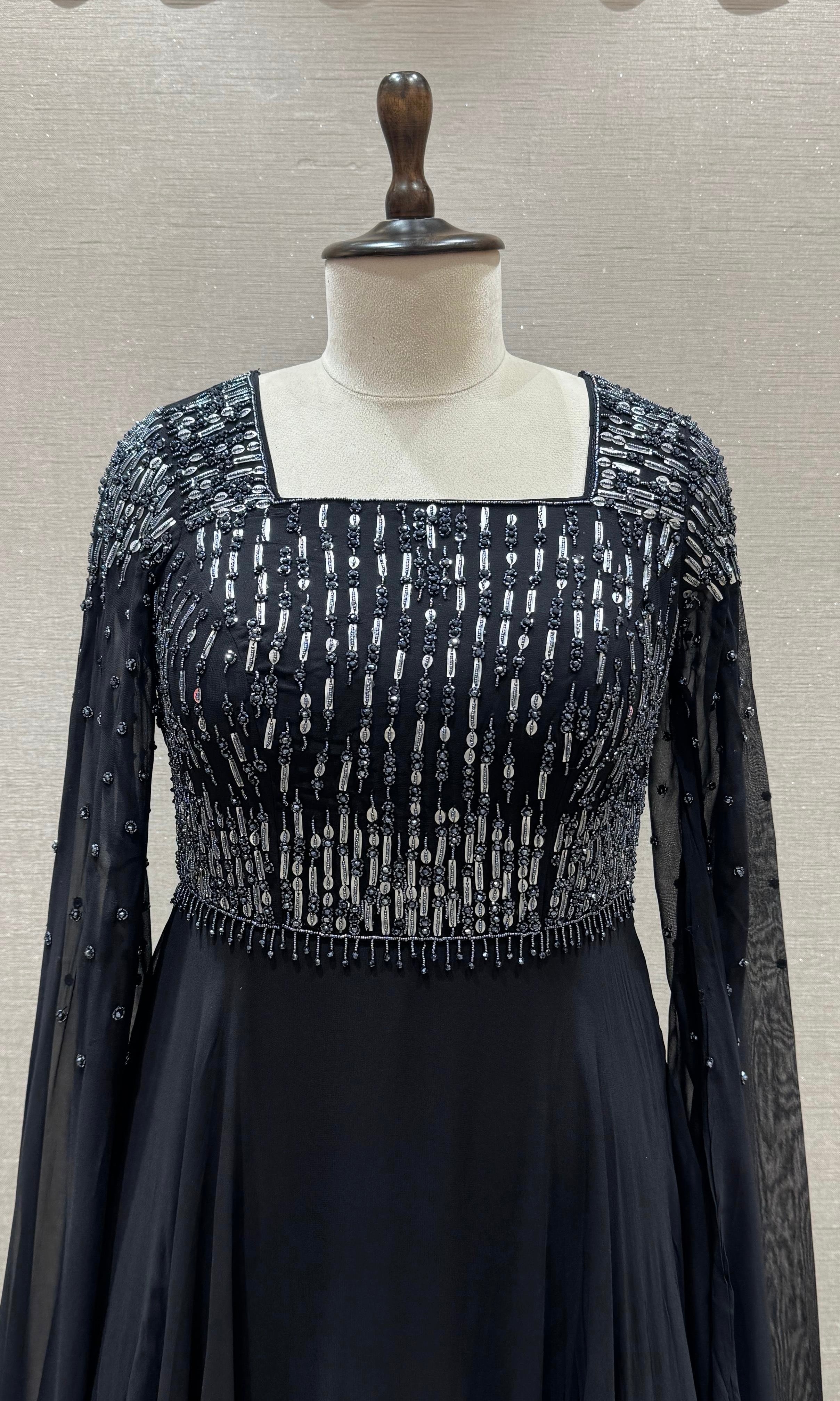 Black long dress with butterfly sleeves