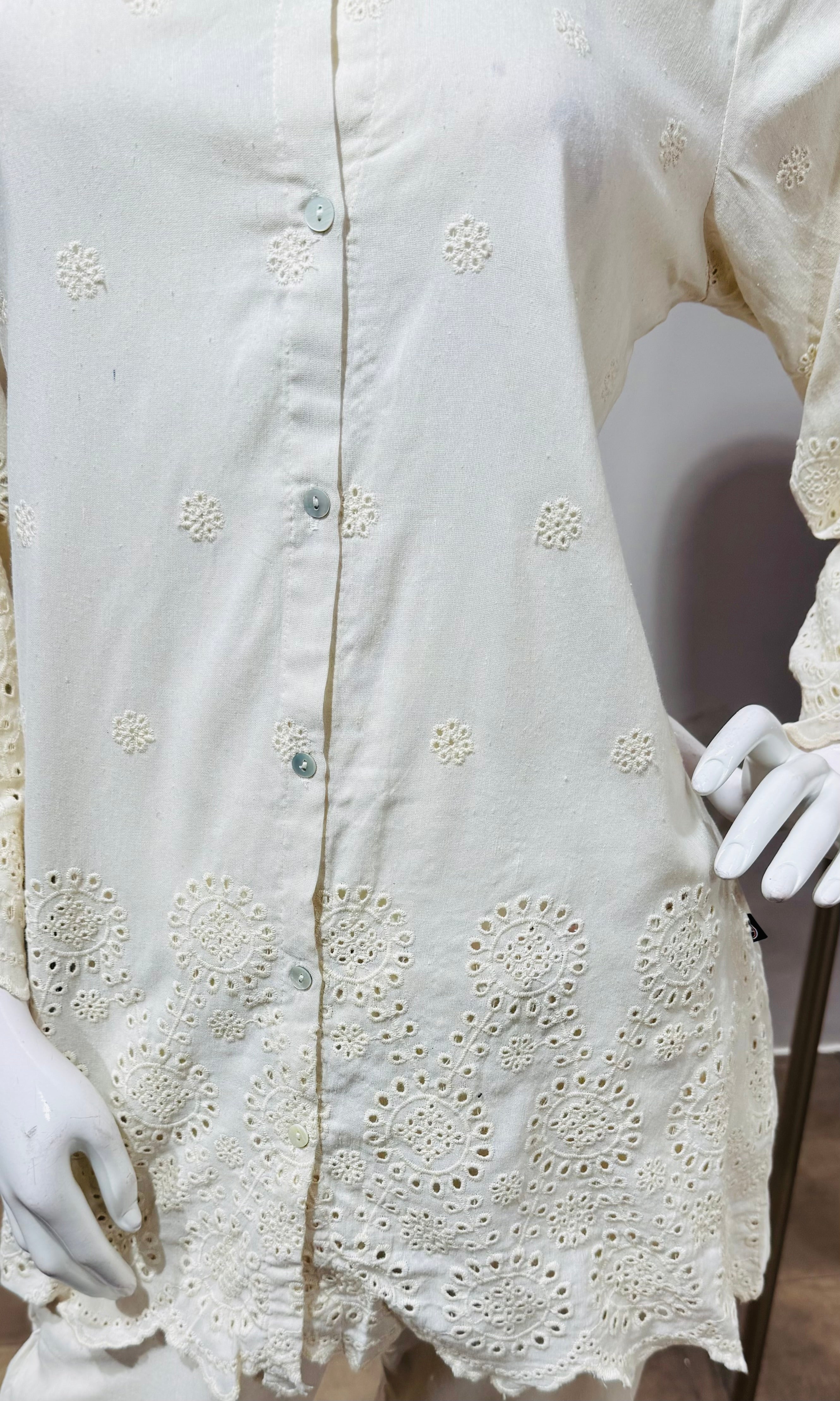 HALF WHITE Embroidered Cord Set