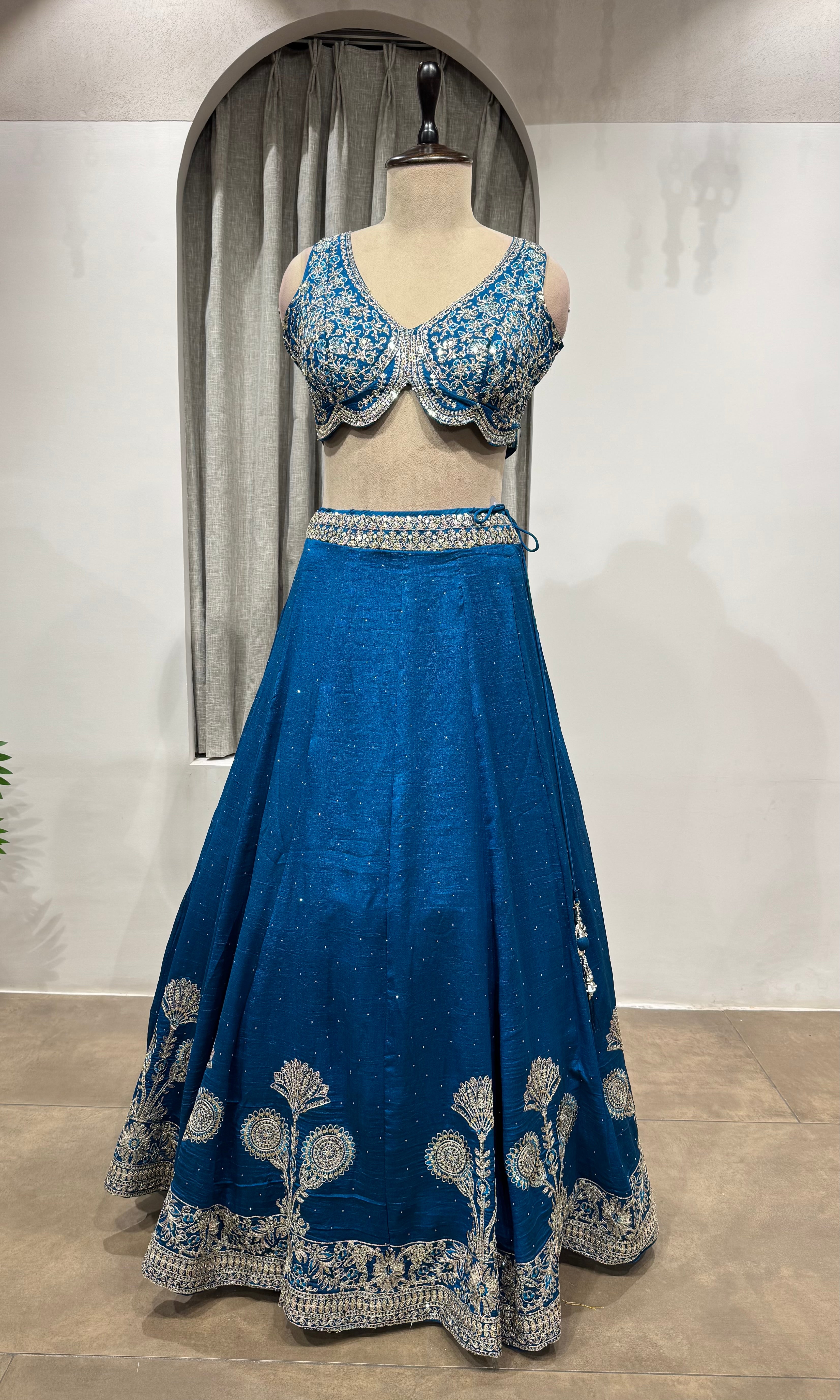 Teal Blue Georgette Lehenga Choli