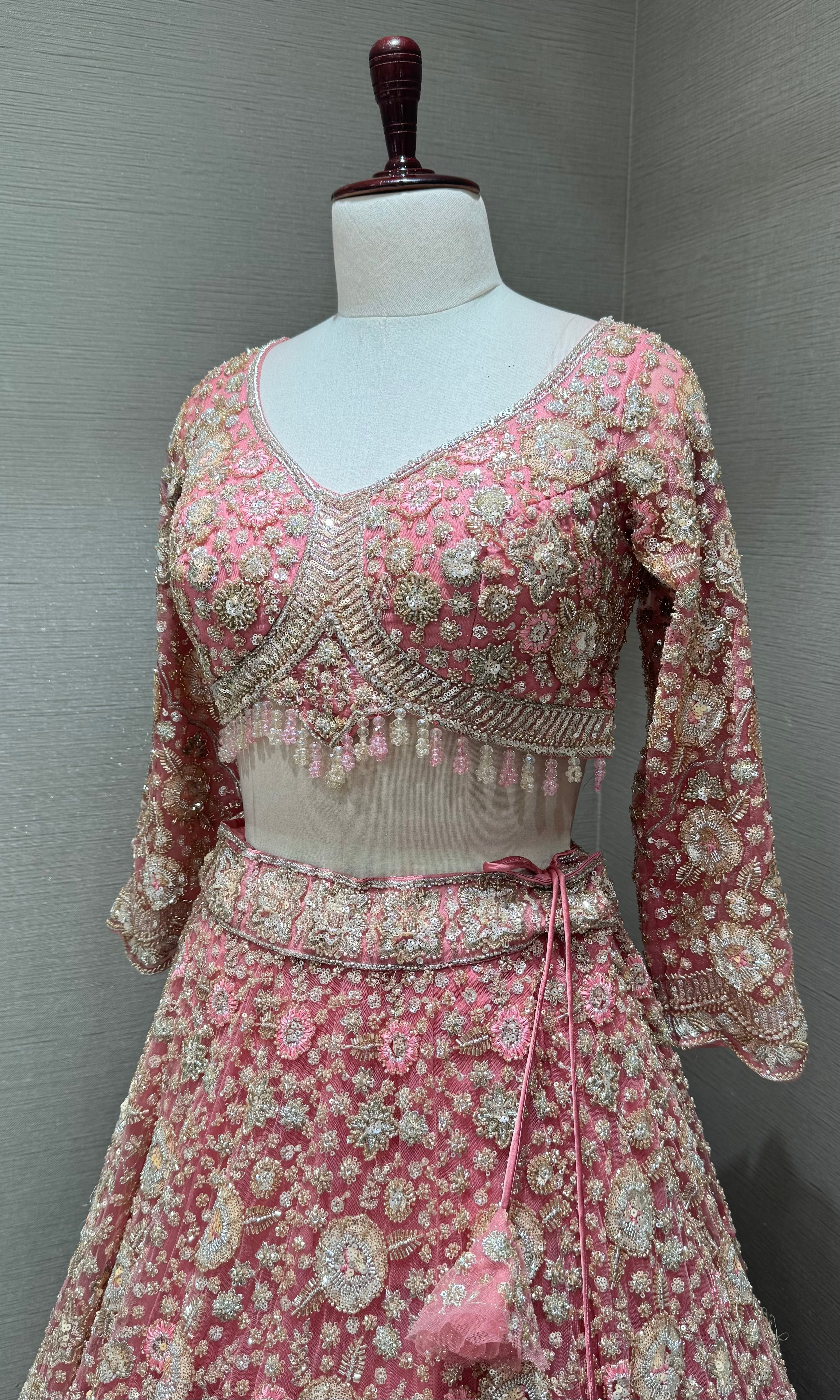 Blush Pink Gold Embellished bridal Lehenga