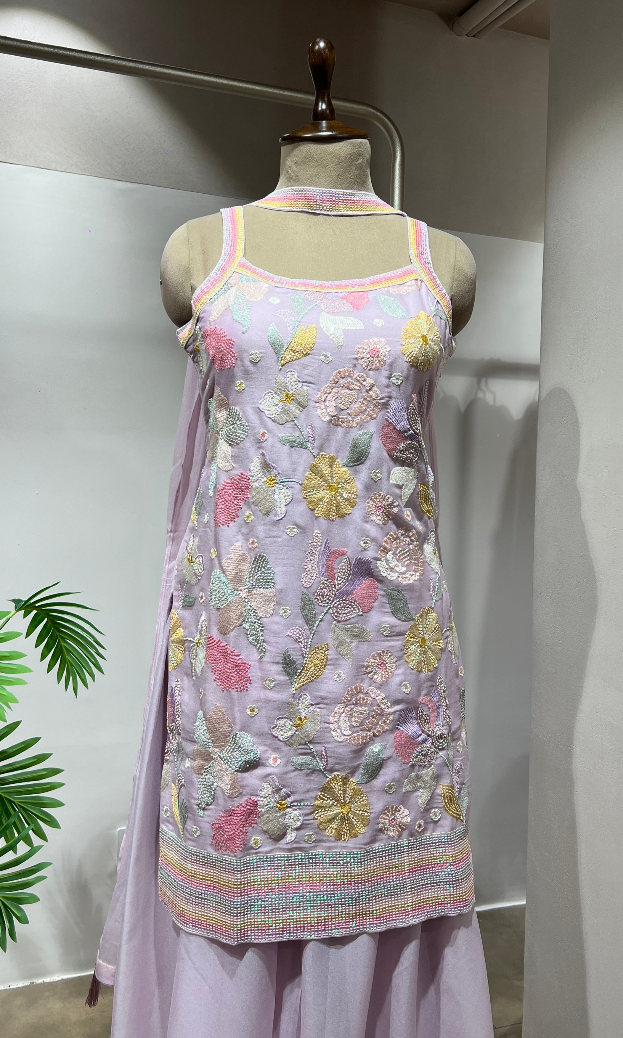 Lavender Bloom Chikankari SHARARA Set