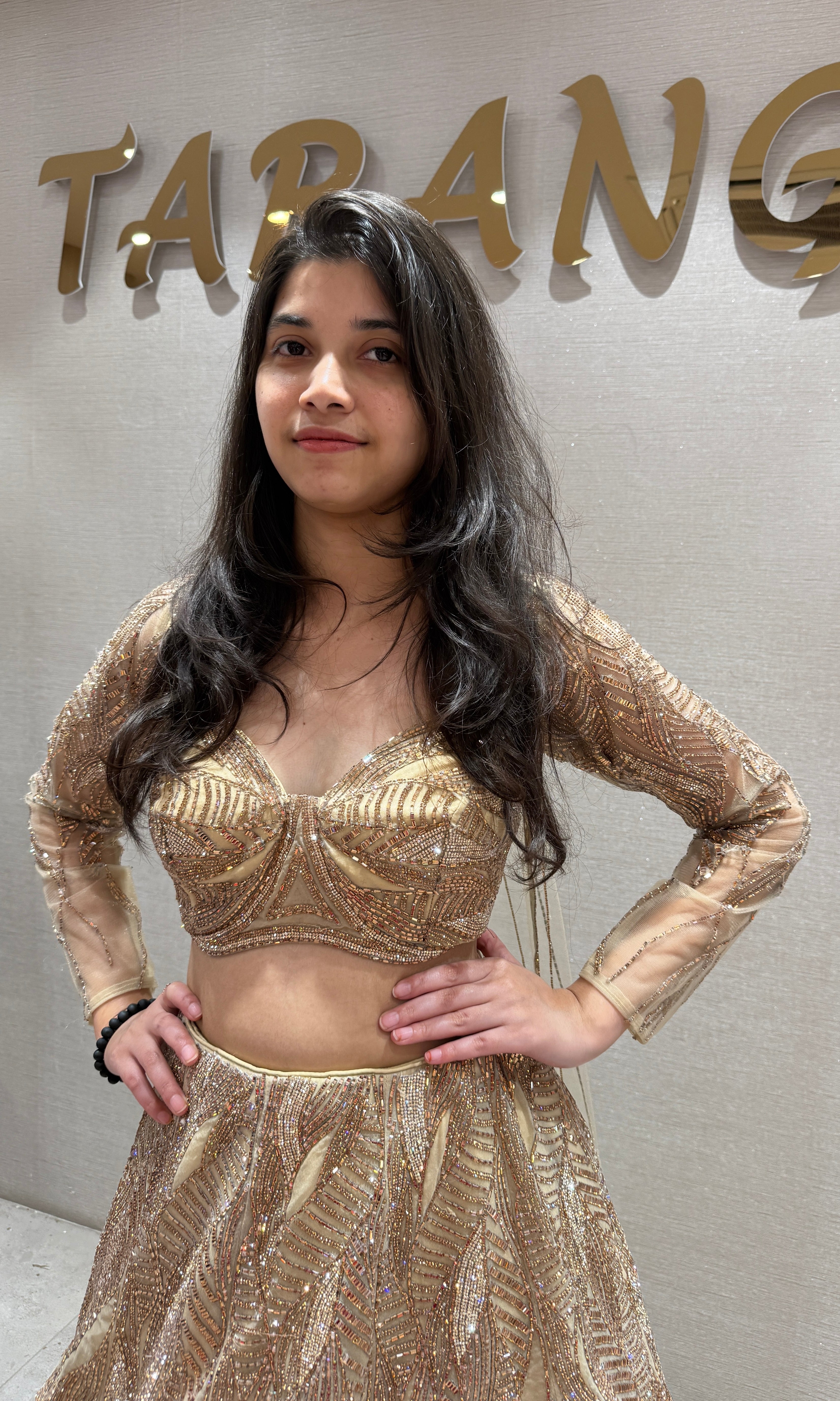 Elegant Gold Embroidered Lehenga