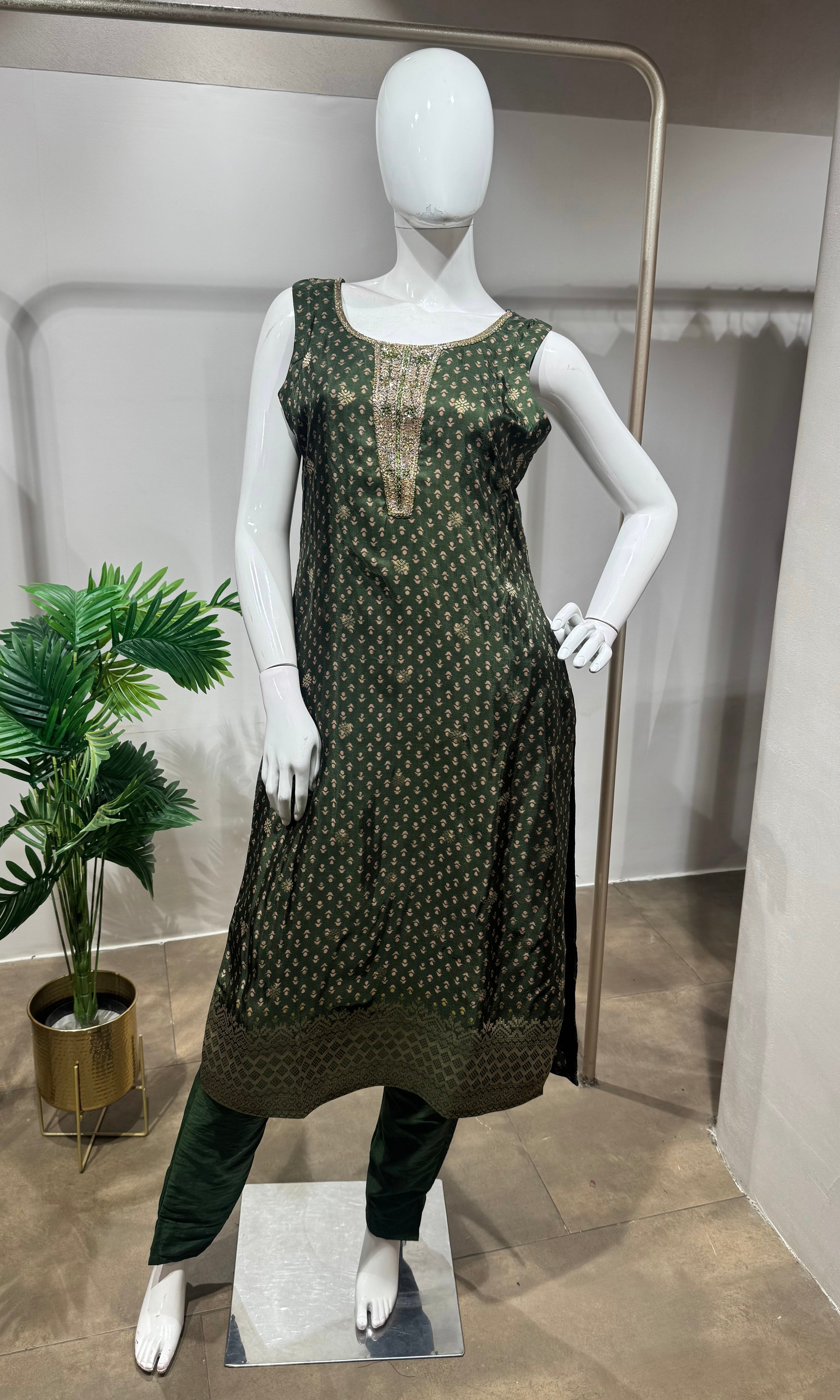 Green Gold Ethnic Kurta Set