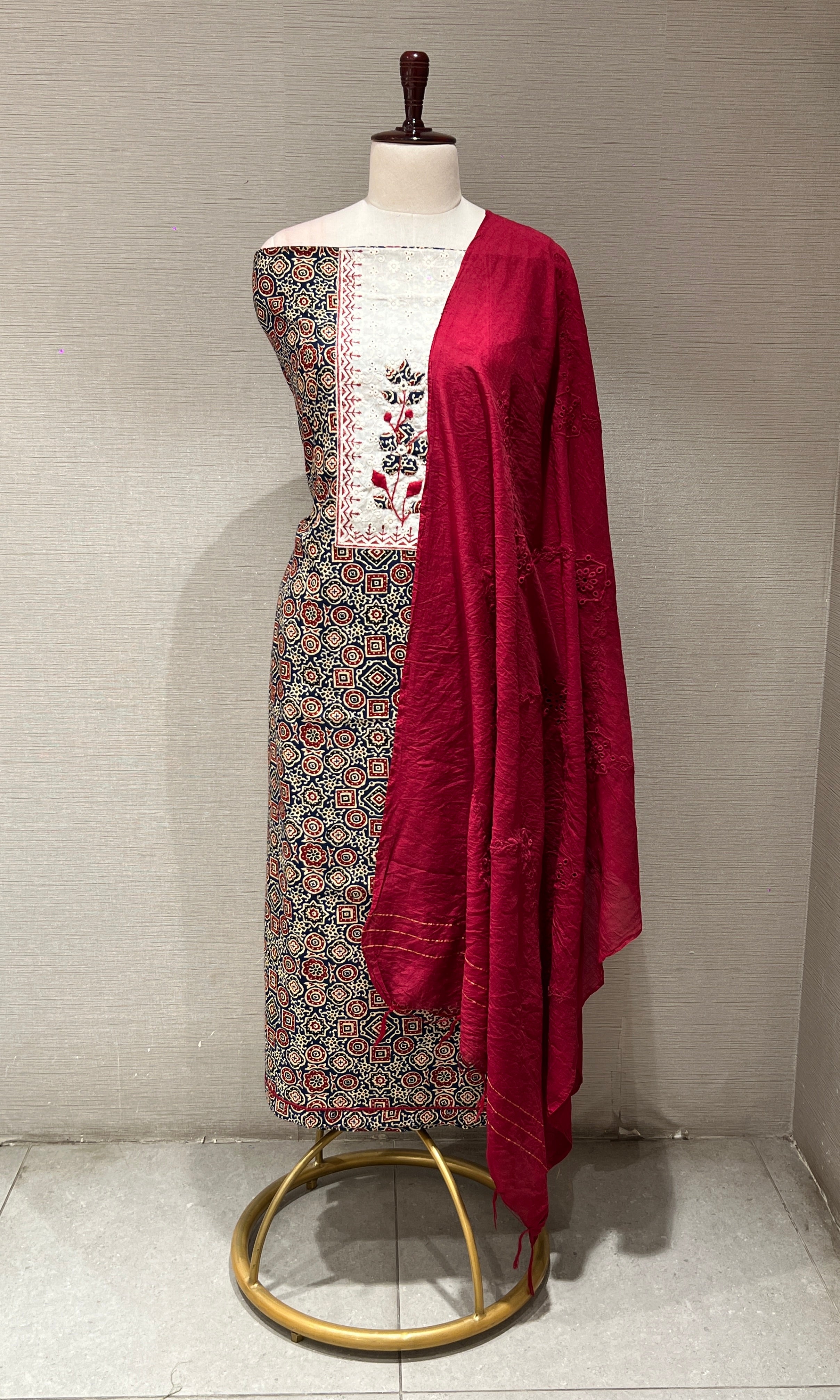 Maroon dress material