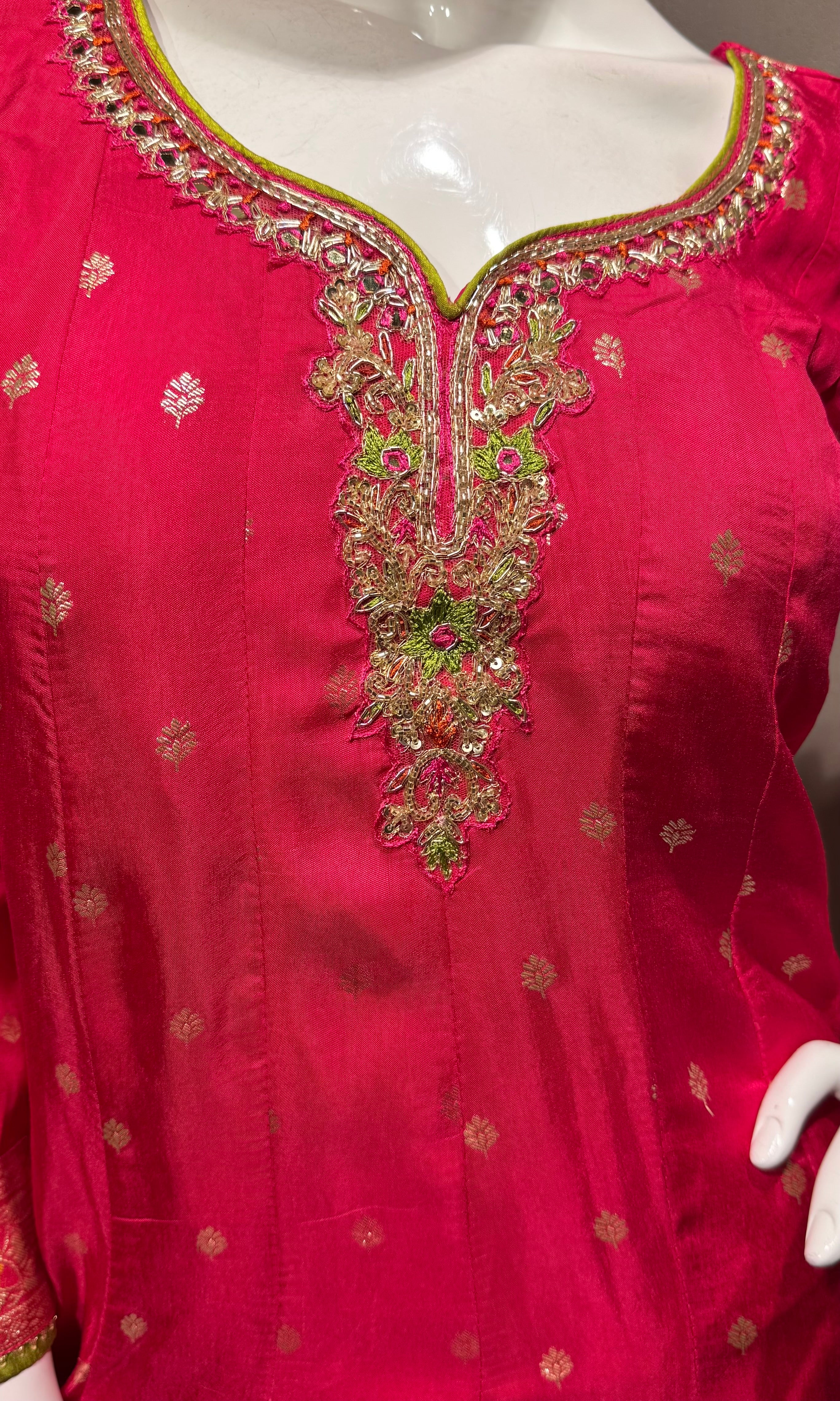 Pink Chinon Silk Embroidered Anarkali Suit
