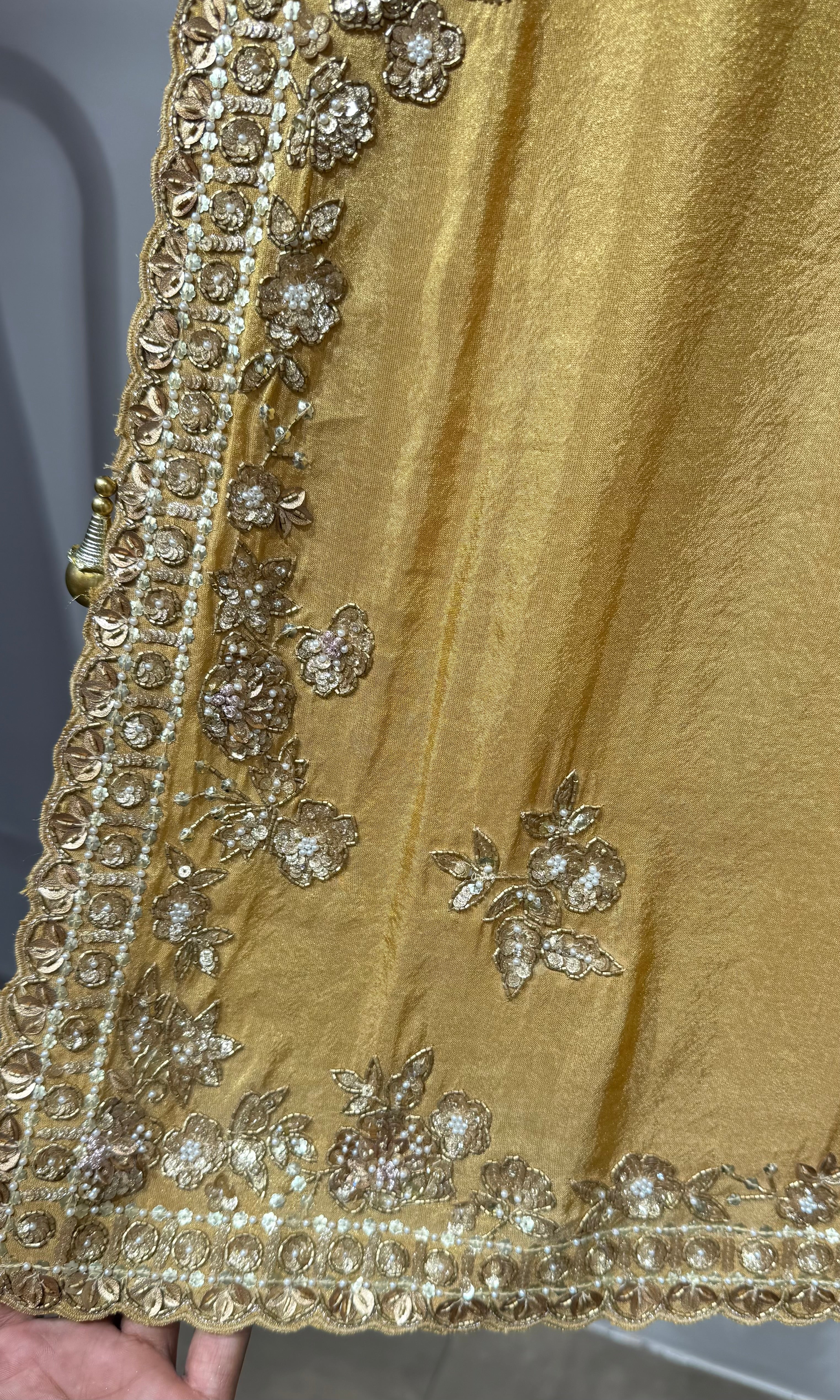 Sandel Zari and Sequin Work Bridal SAREE