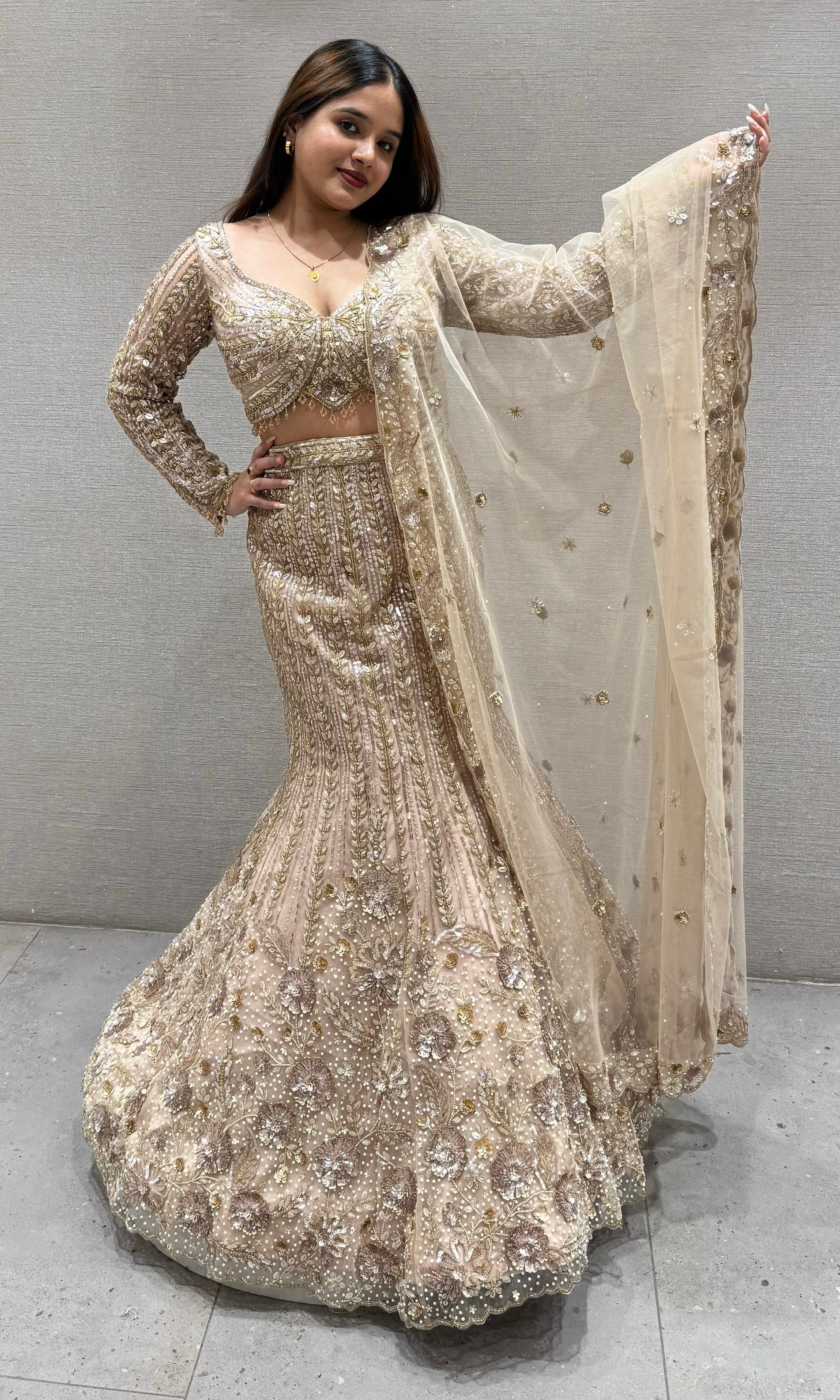 GOLD CRYSTAL EMBROIDERED LEHENGA