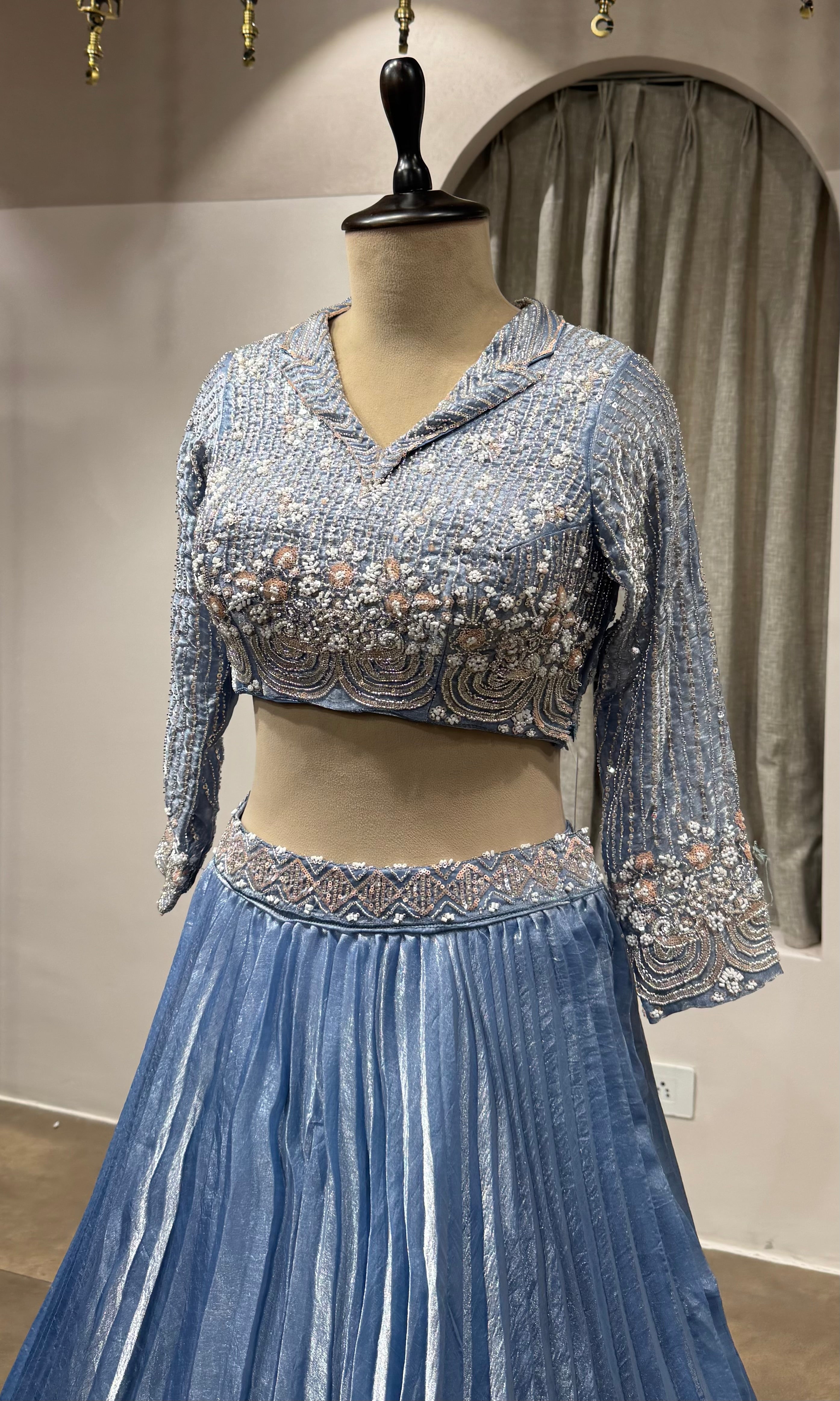 LIGHT BLUE Embroidered Designer Lehenga Set
