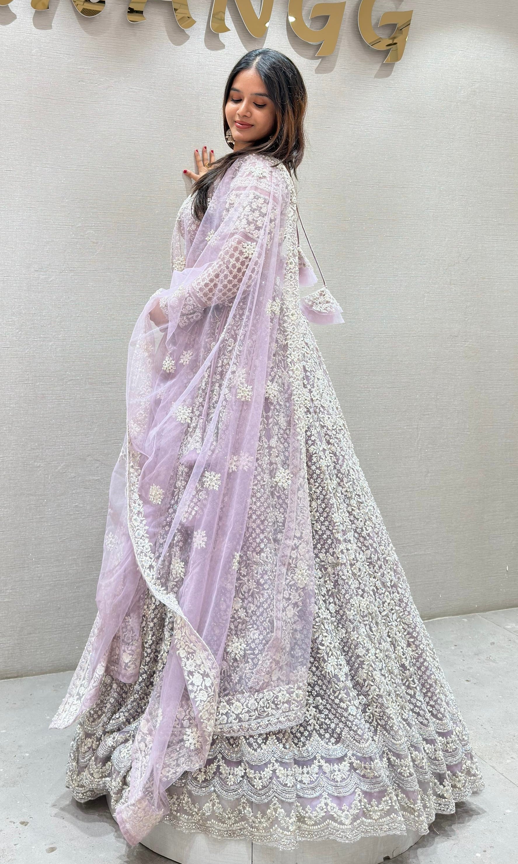 Lavender HEAVY INTRICATE EMBROIDERED LEHENGA