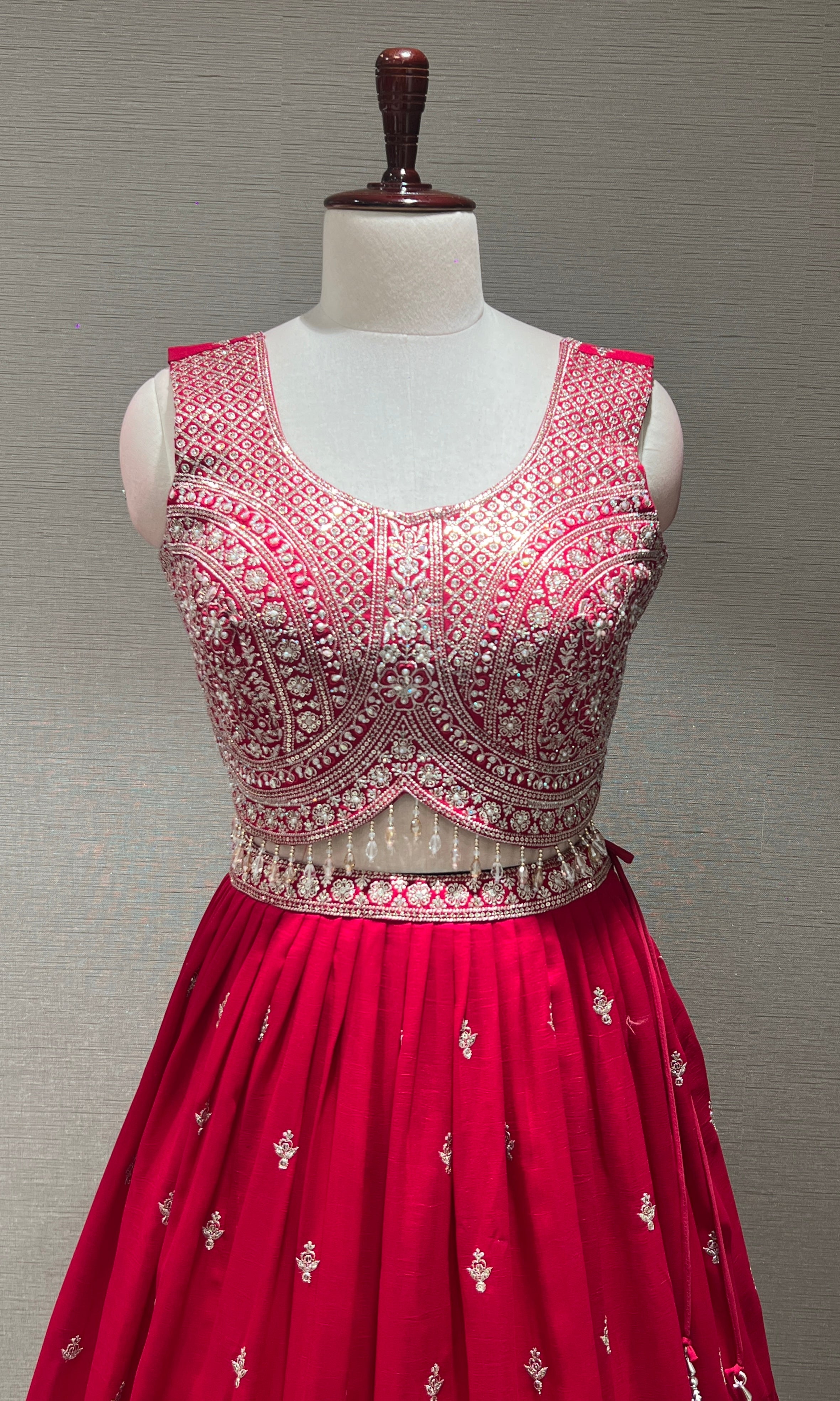 Pink Heavy Mirror Embroidered Lehenga