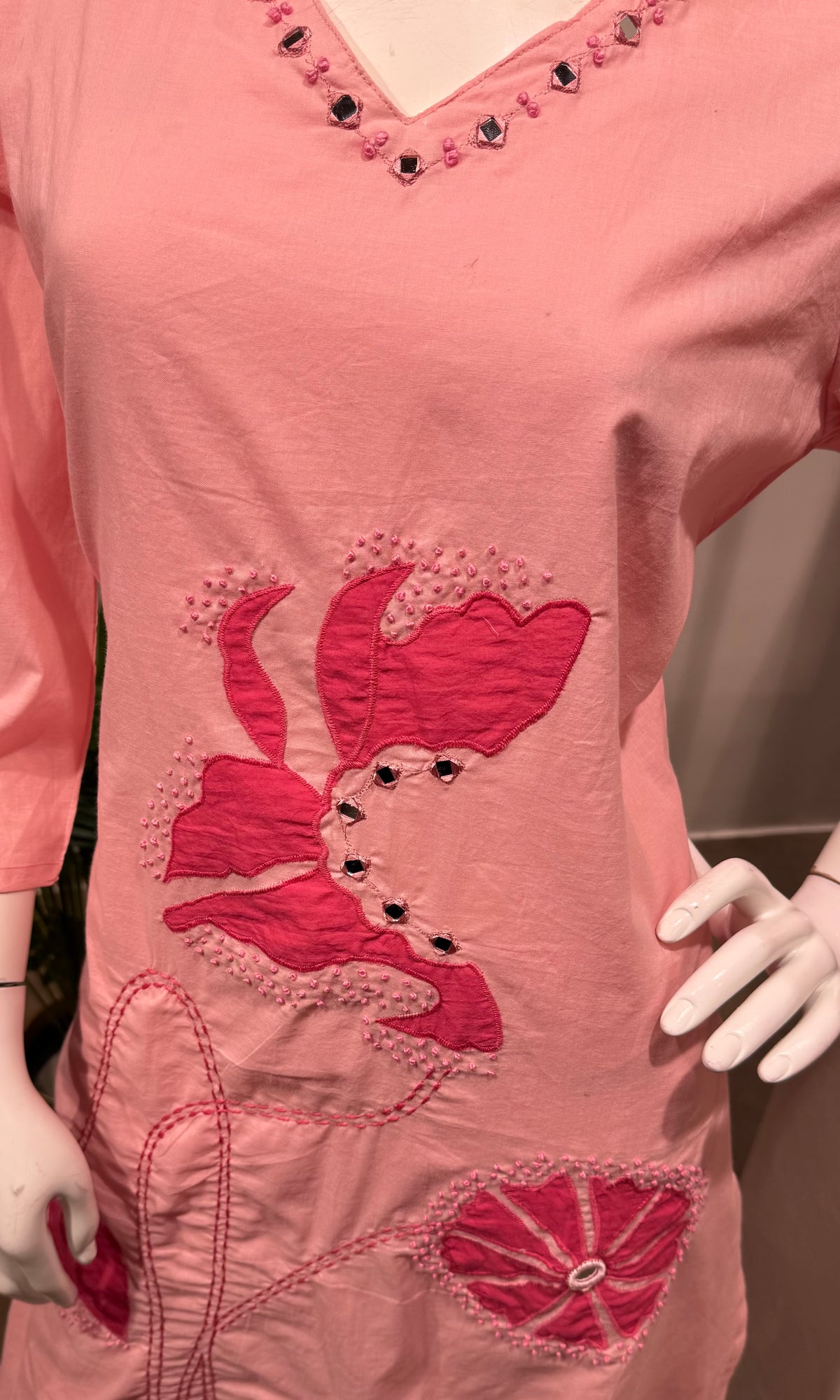 Baby pink floral kurta set