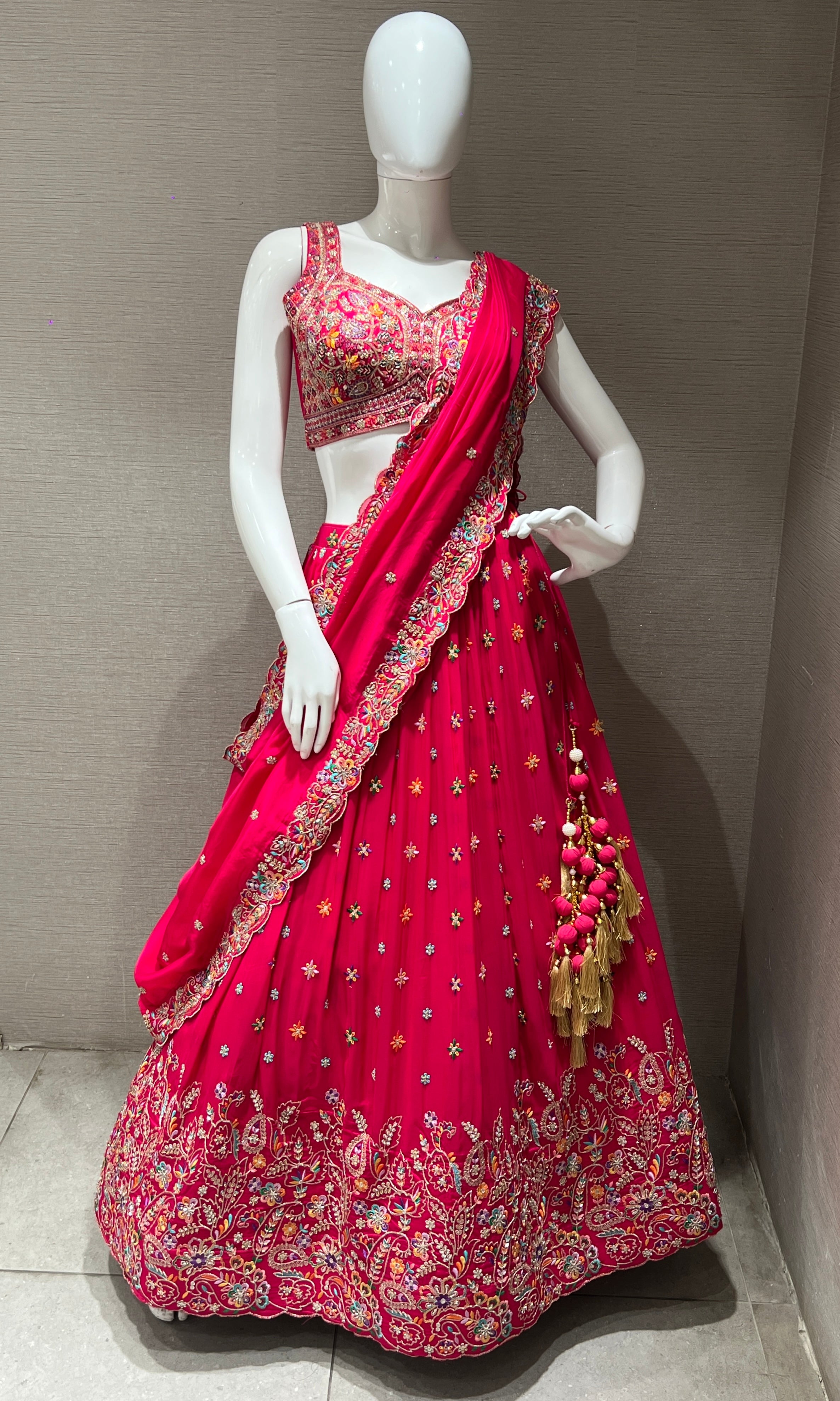 PINK LEHENGA CHOLI WITH INTRICATE EMBROIDERY