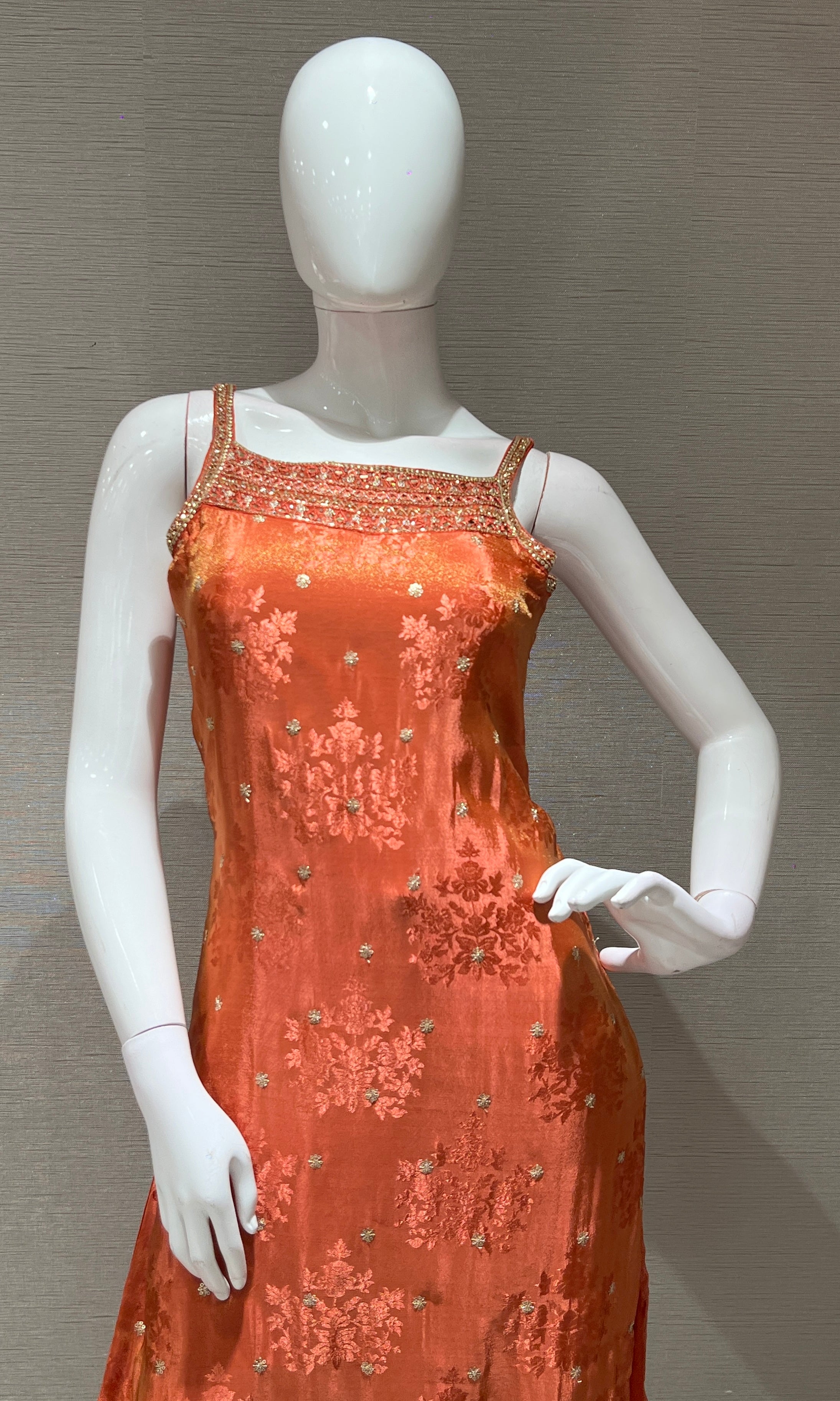 Rust AND GOLD EMBROIDERED kurta set