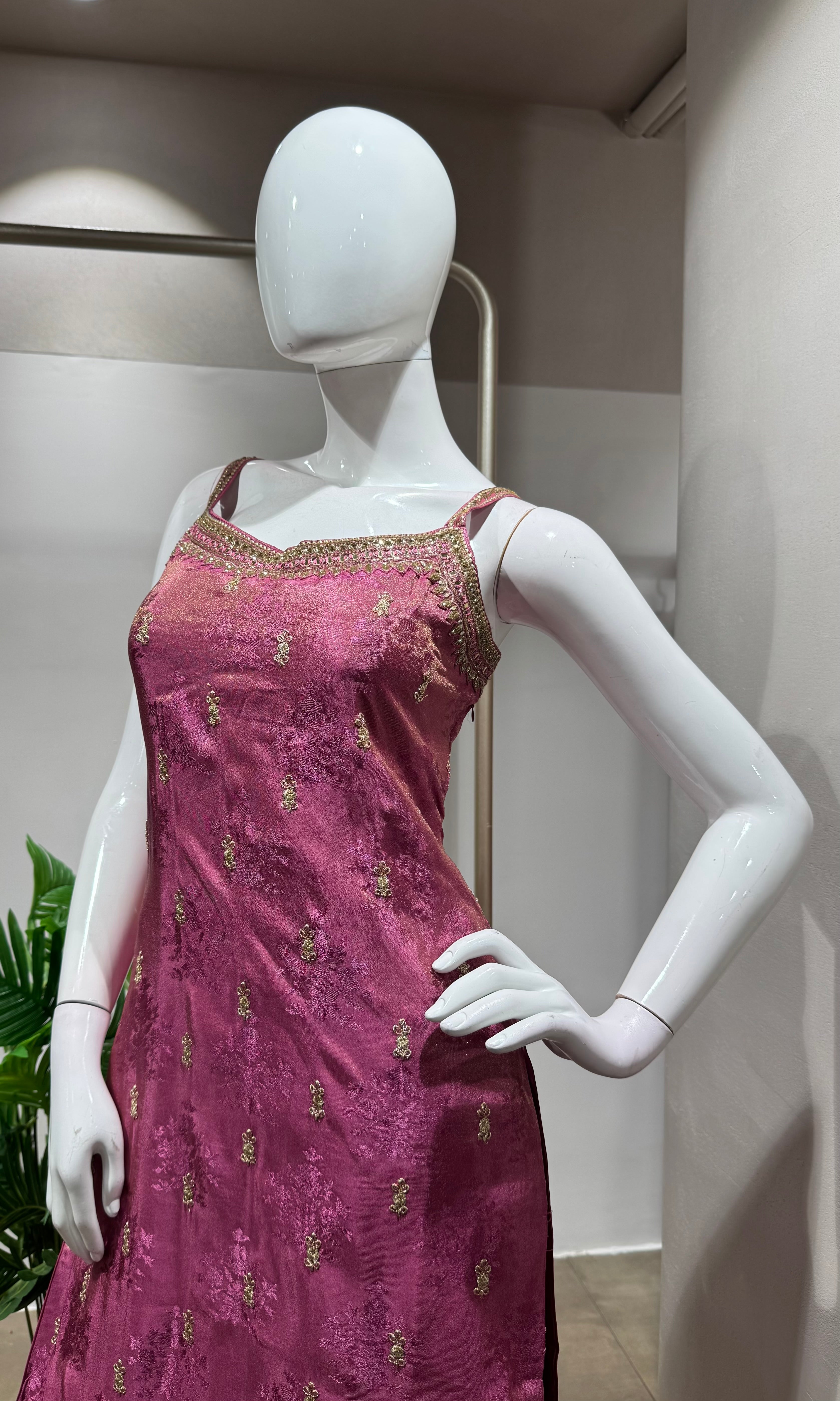 Royal Pink Banarasi KURTA Set