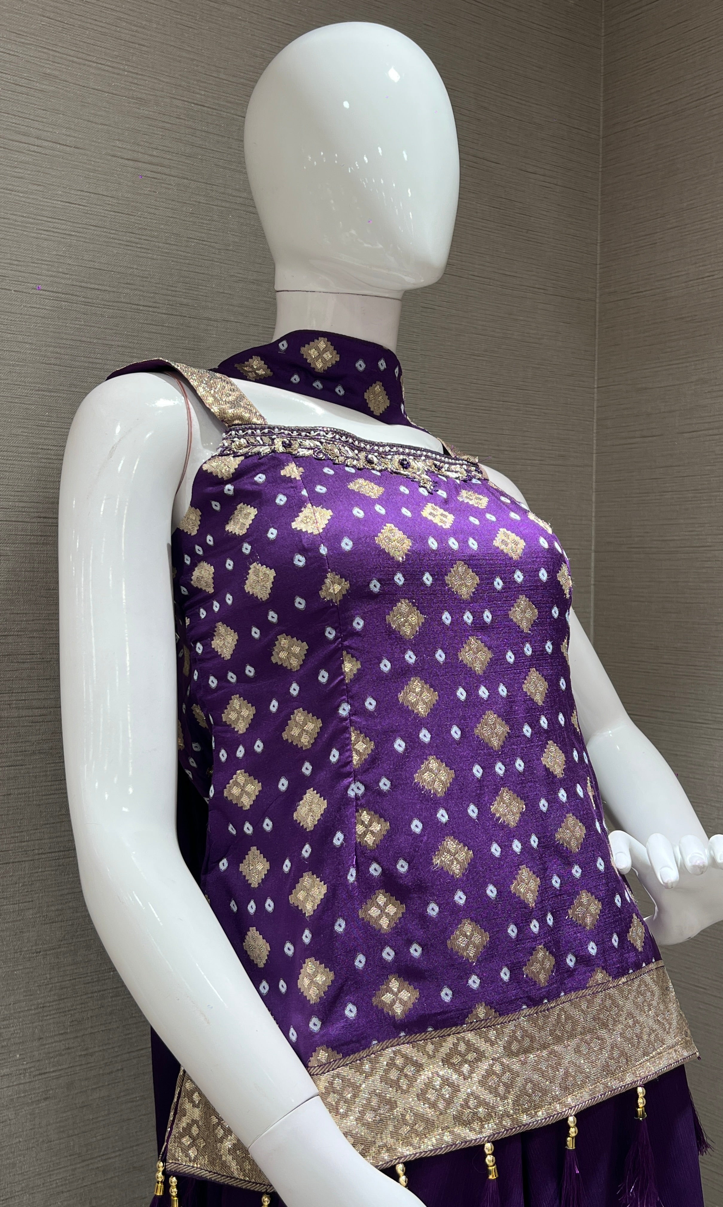 purple Bandhej Printed Palazzo set