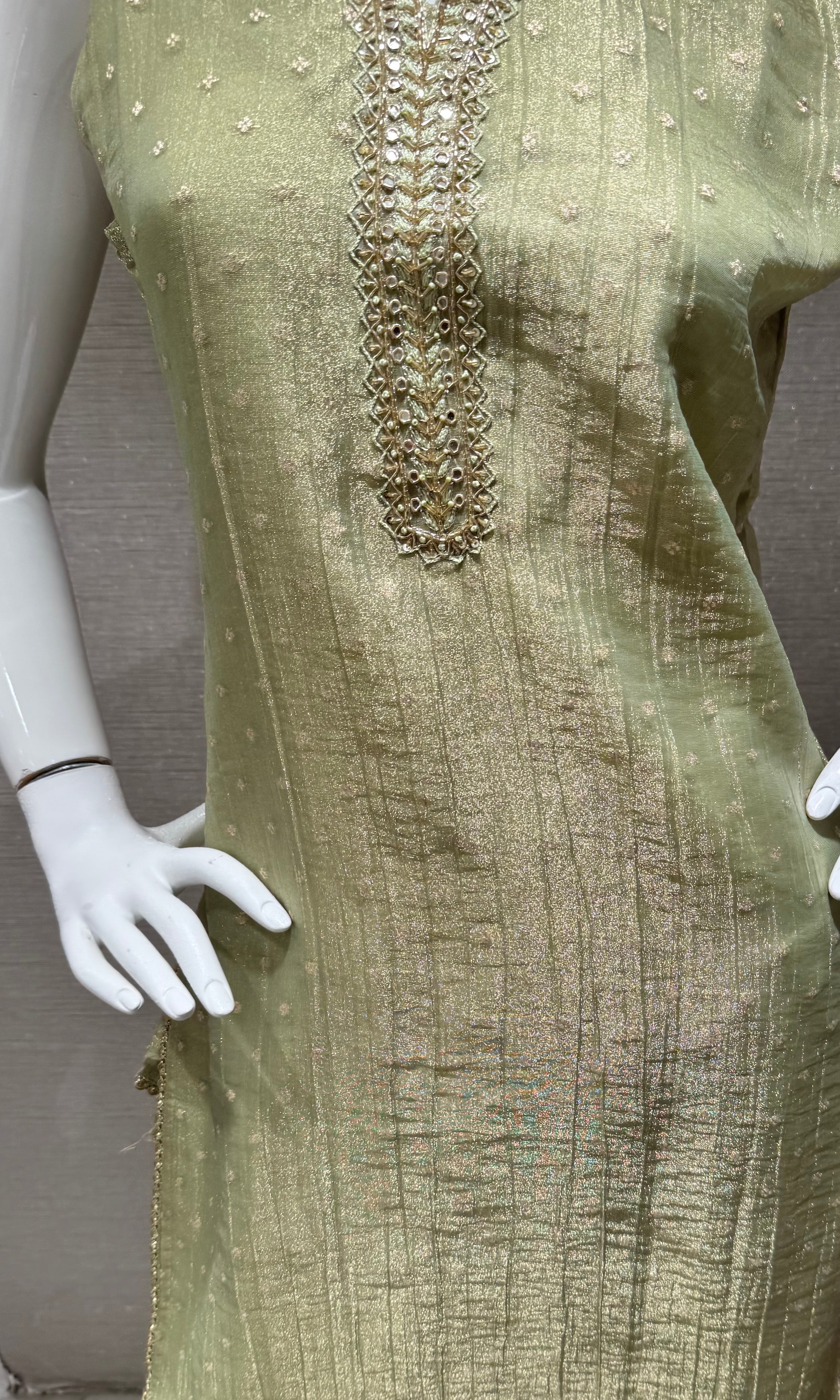 Pista Green Embroidered kurta set