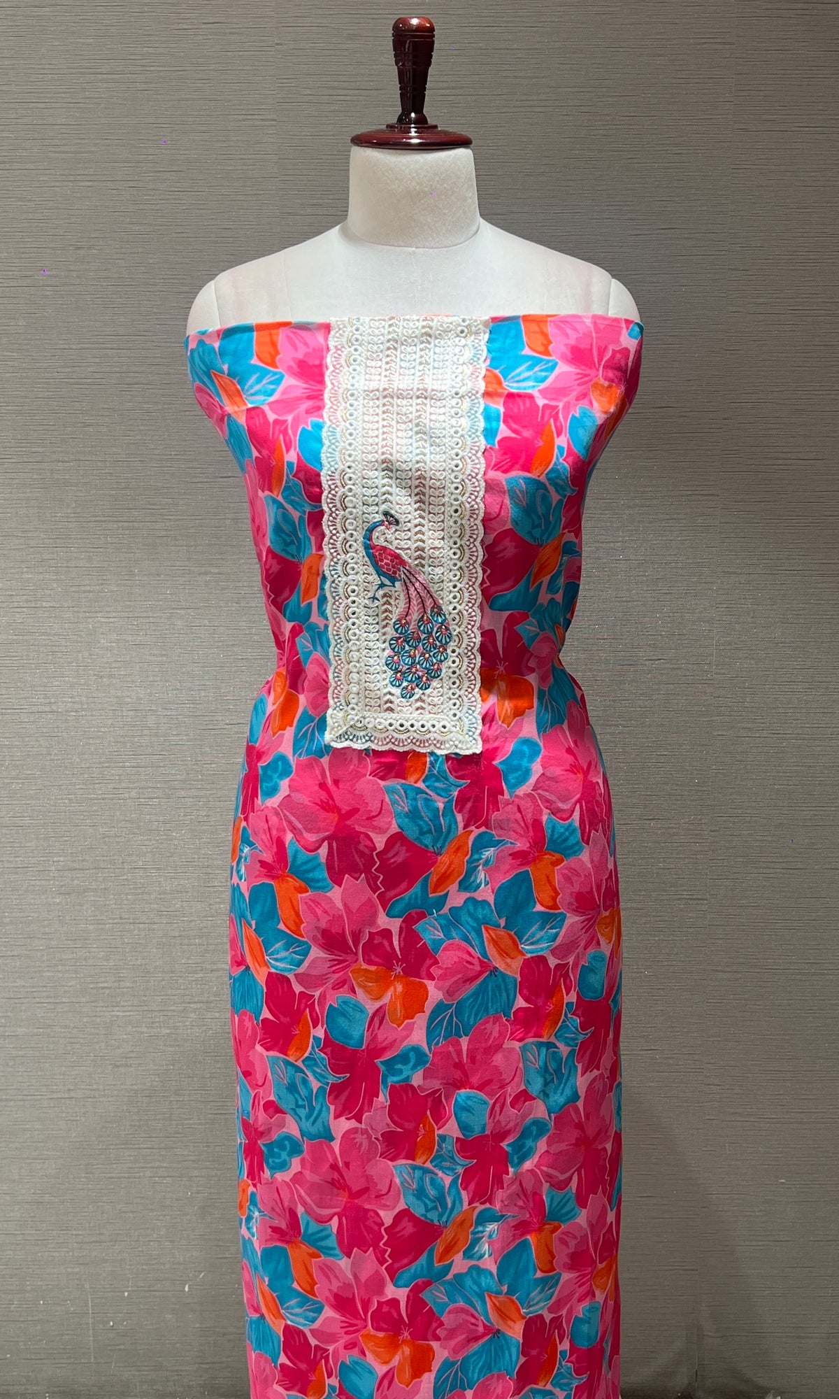 pink Floral dress material