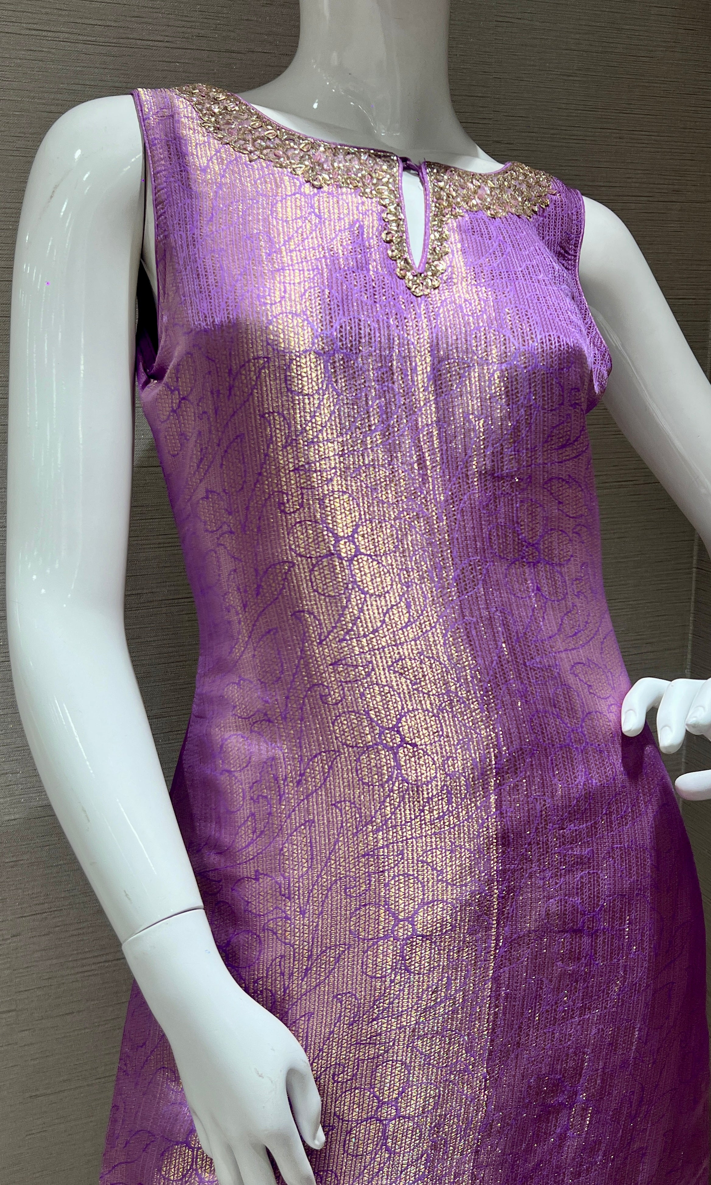 Lilac gold embroidered kurta set