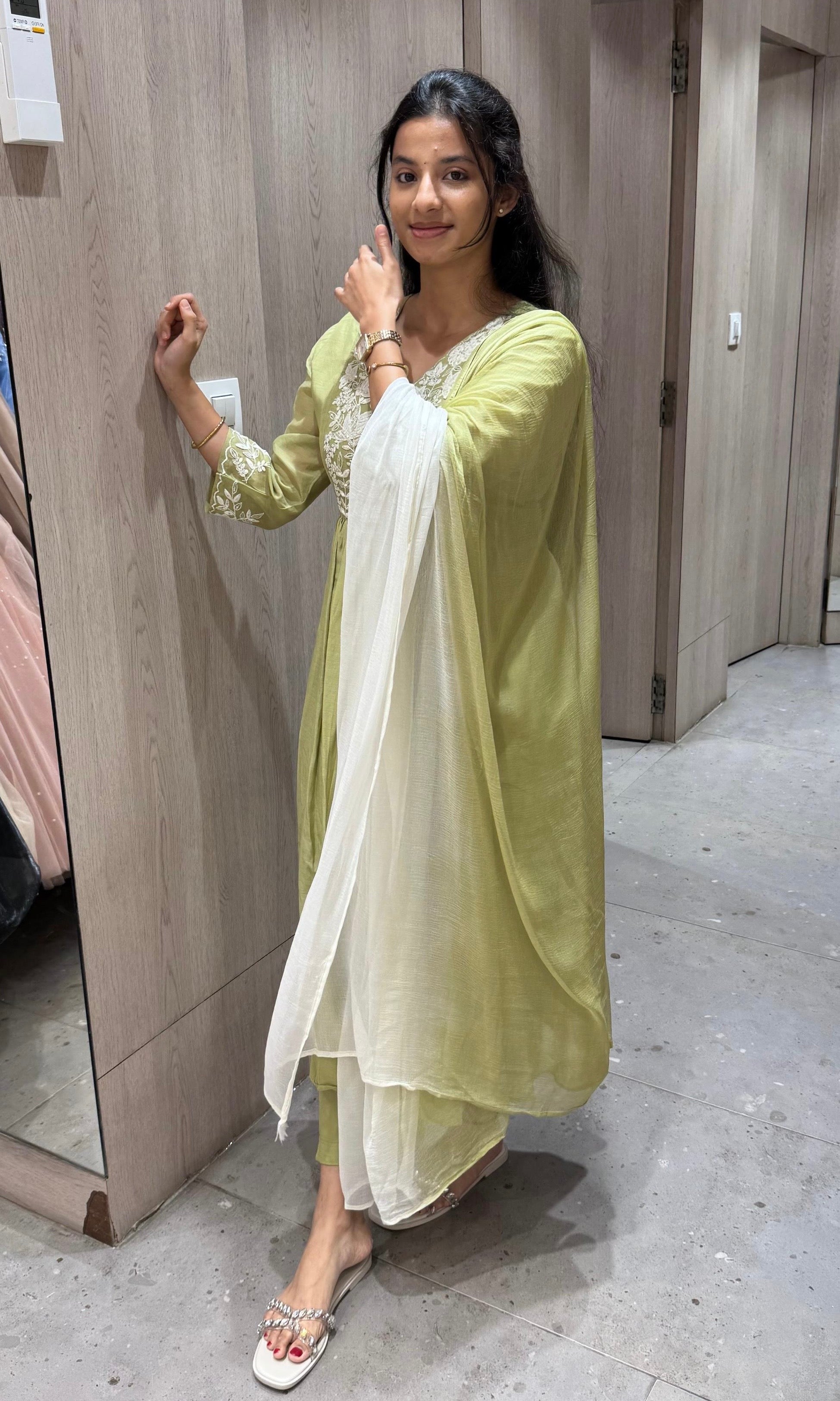 matcha green anarkali kurta set