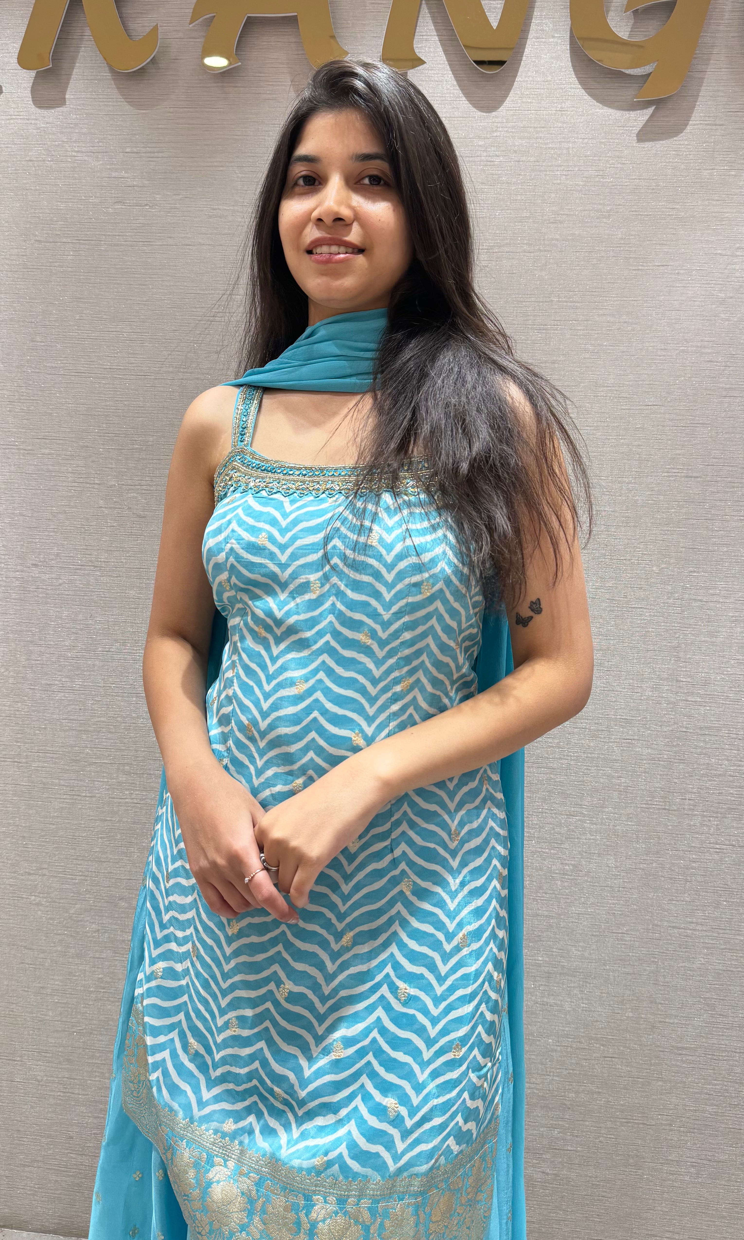 LIGHT Blue Silk Sharara set