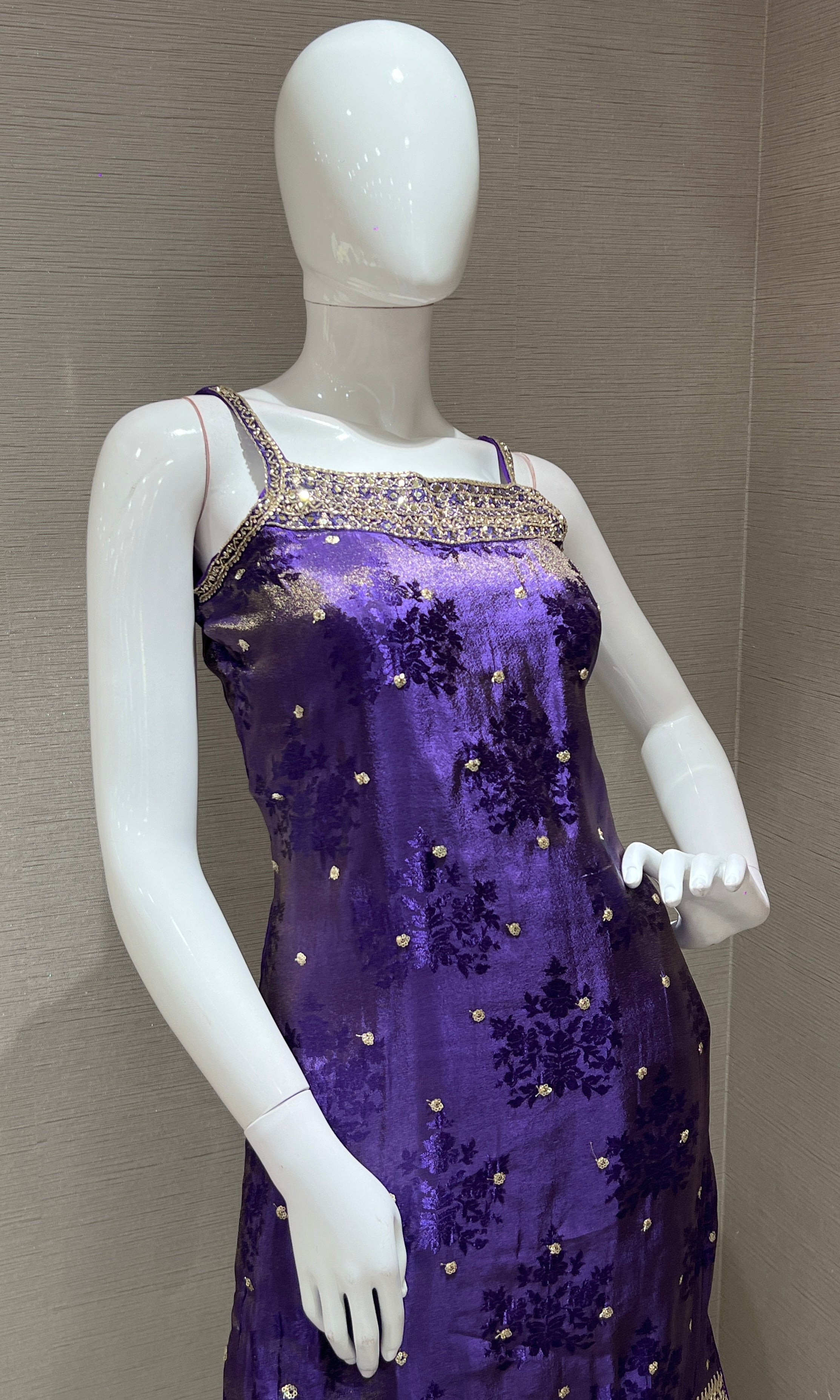Purple and Gold Embroidered kurta set