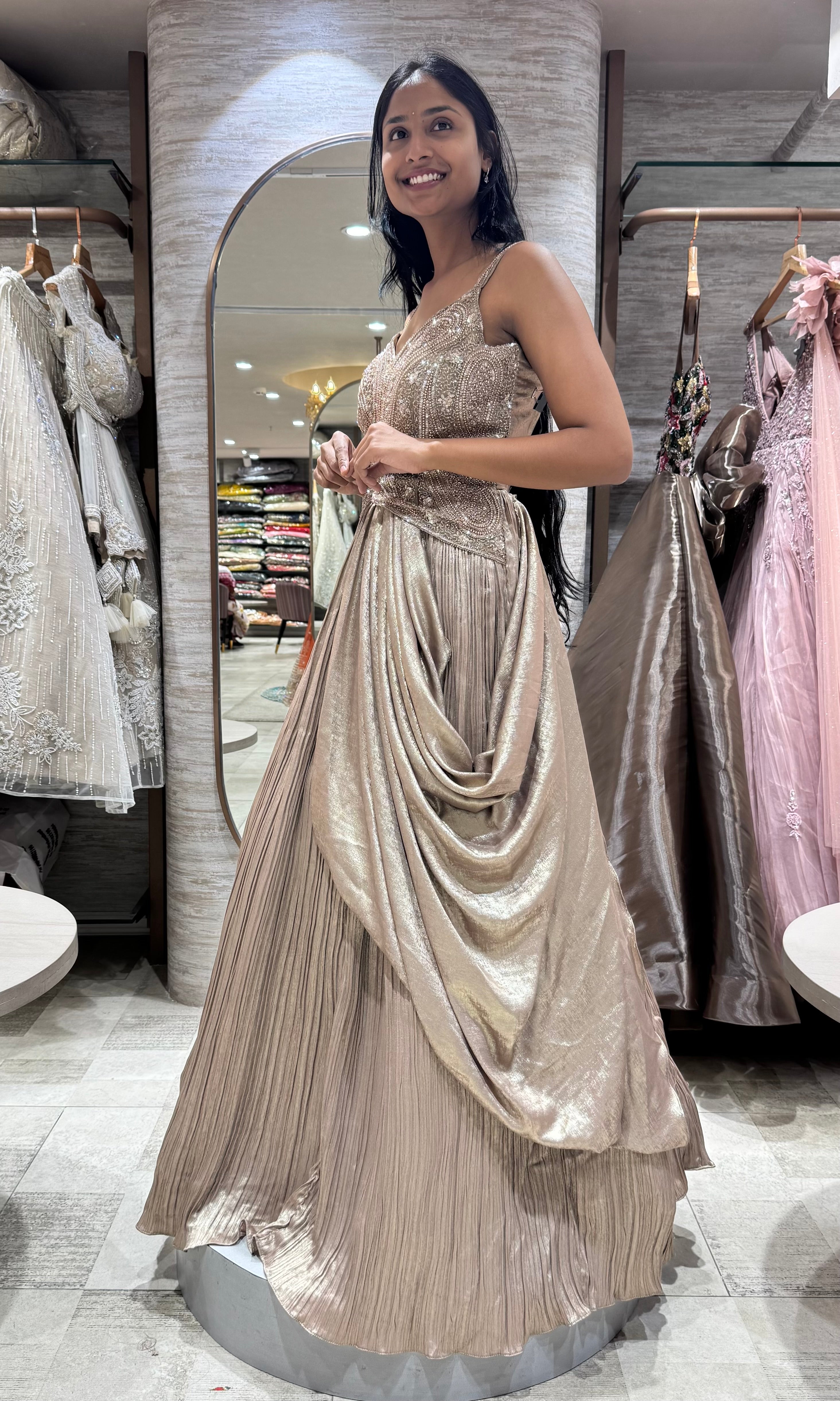Fawn gold embroidered gown
