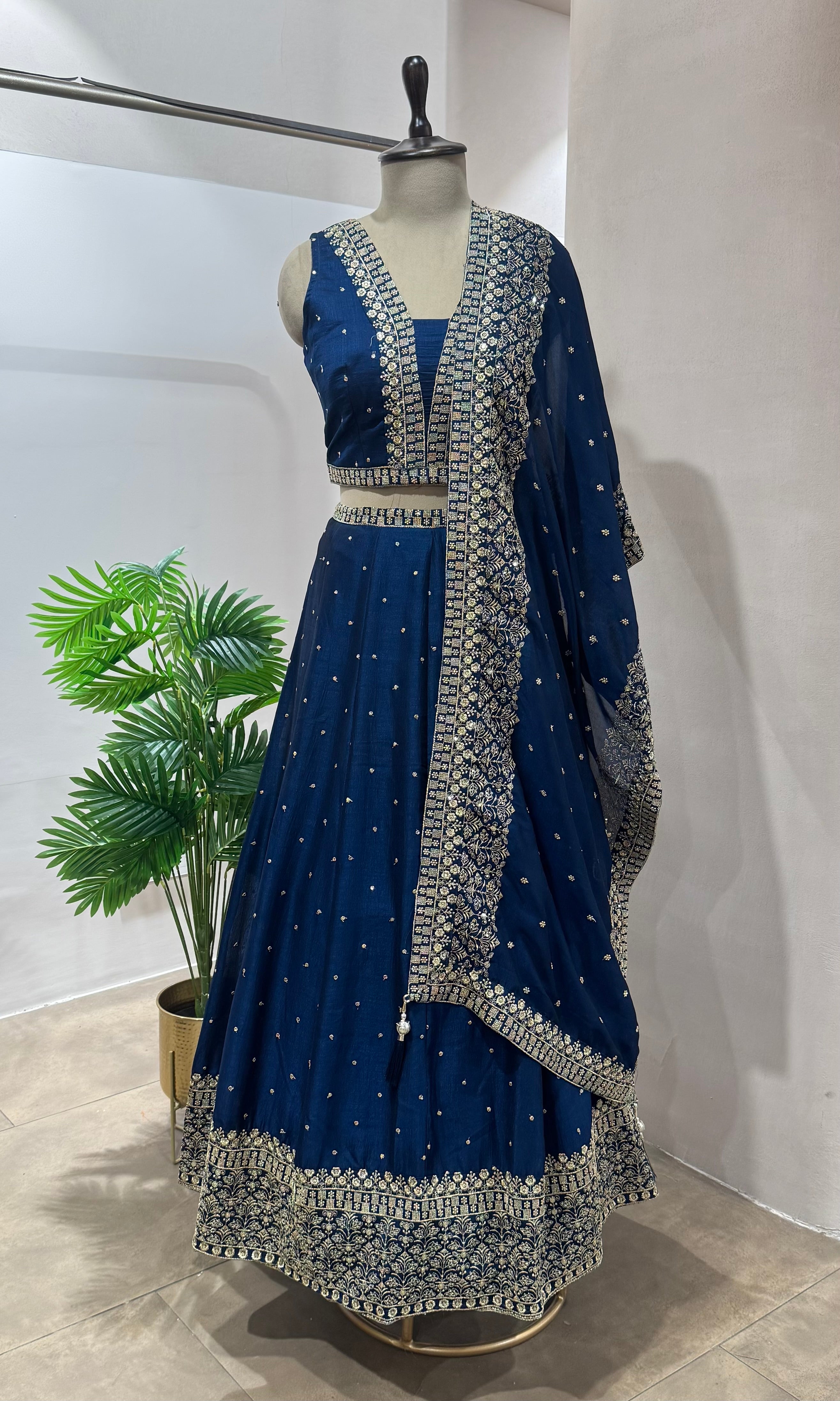 Blue INTRICATE EMBROIDERED lehenga