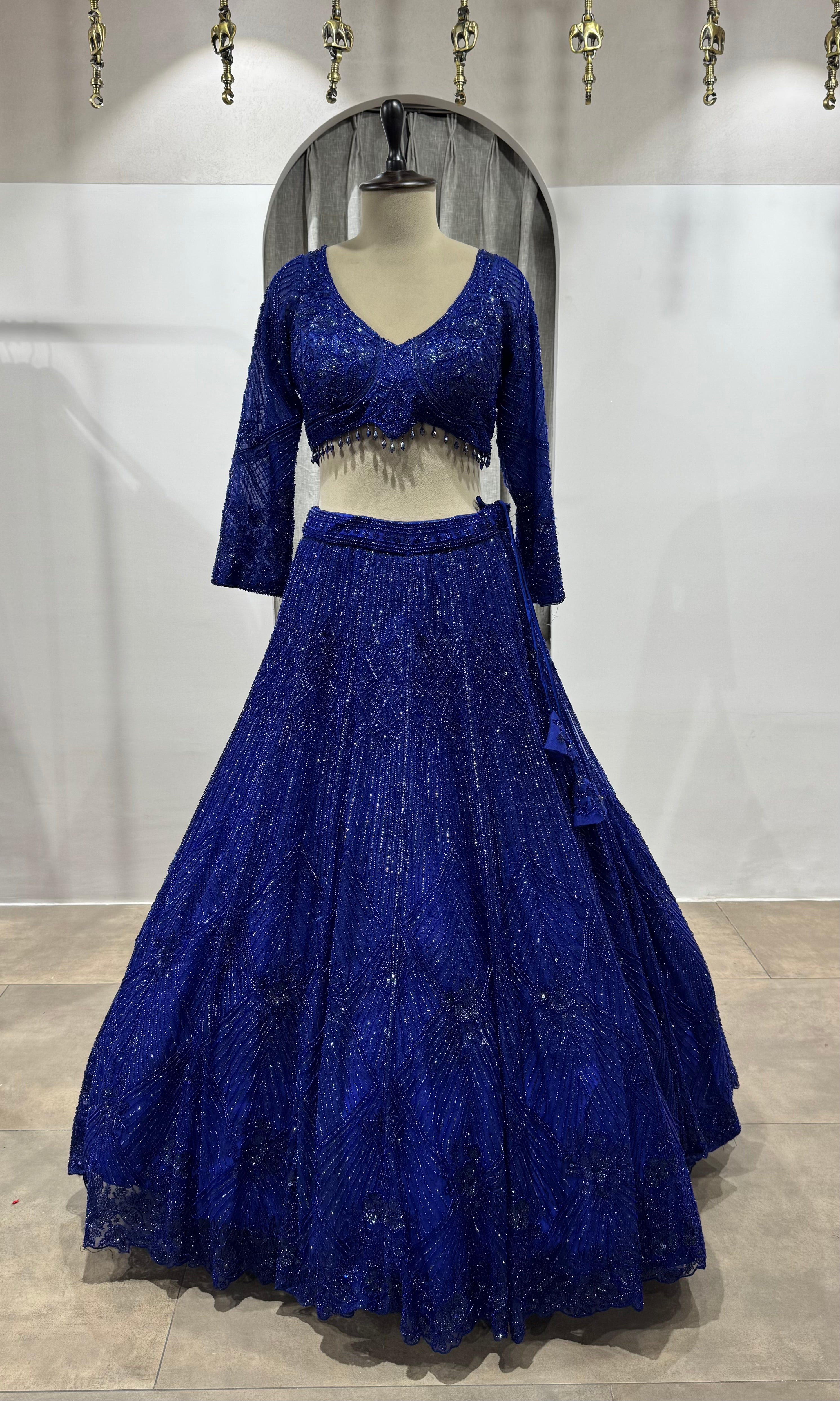 NAVY BLUE CLASSIC CRYSTAL WORK LEHENGA