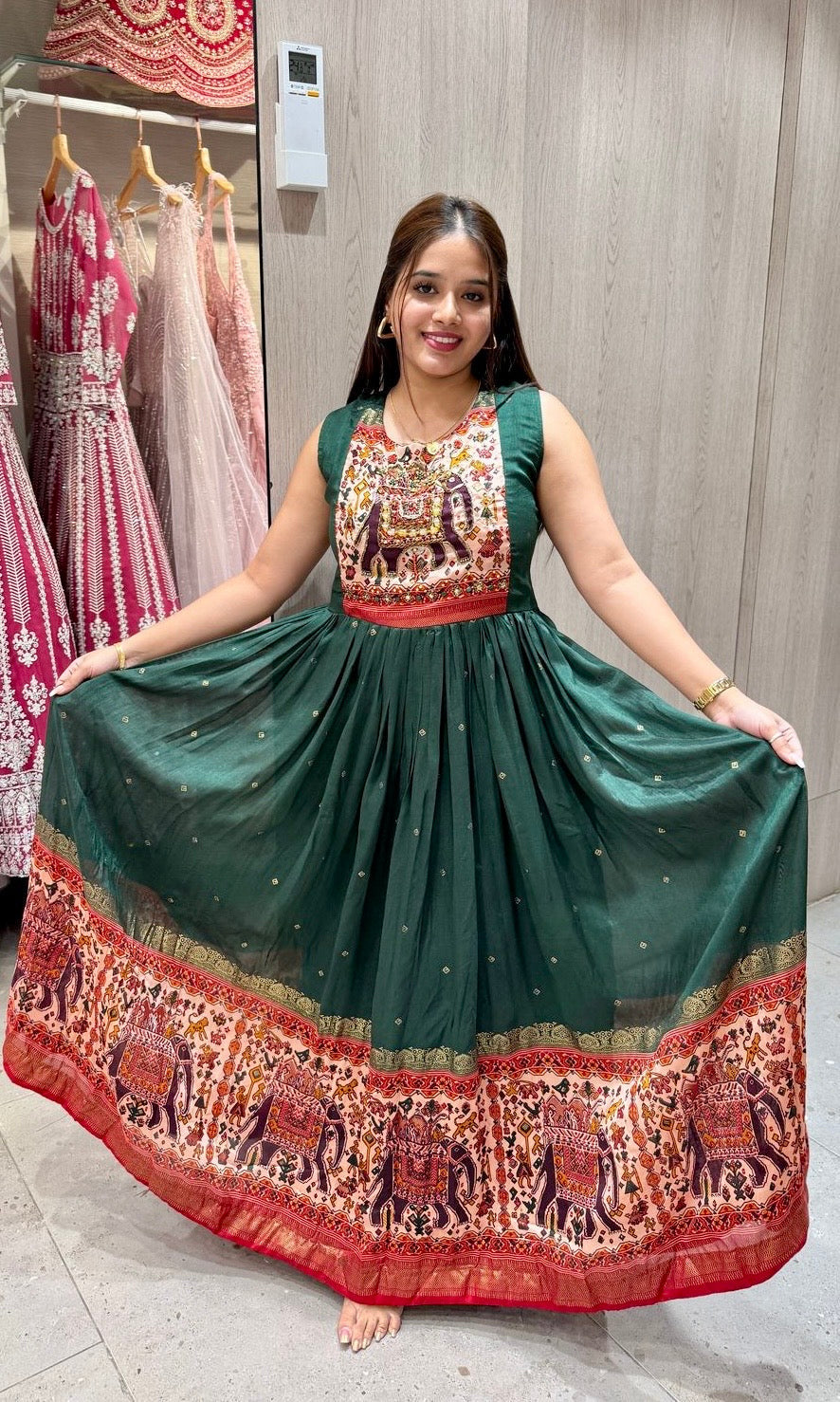 Green ELEPHANT ETHINC KURTI TOP