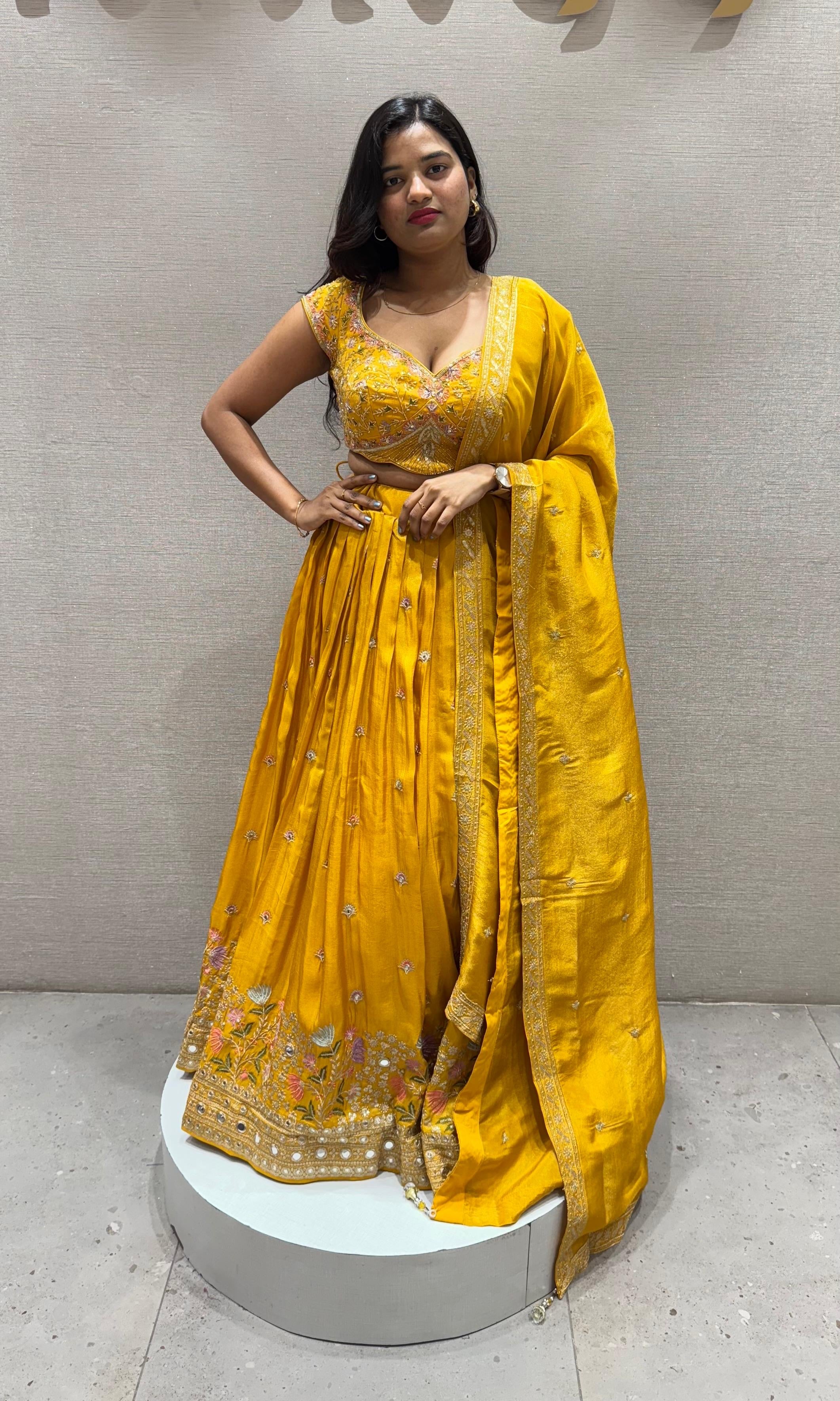 Yellow GOLDEN FLORAL Lehenga