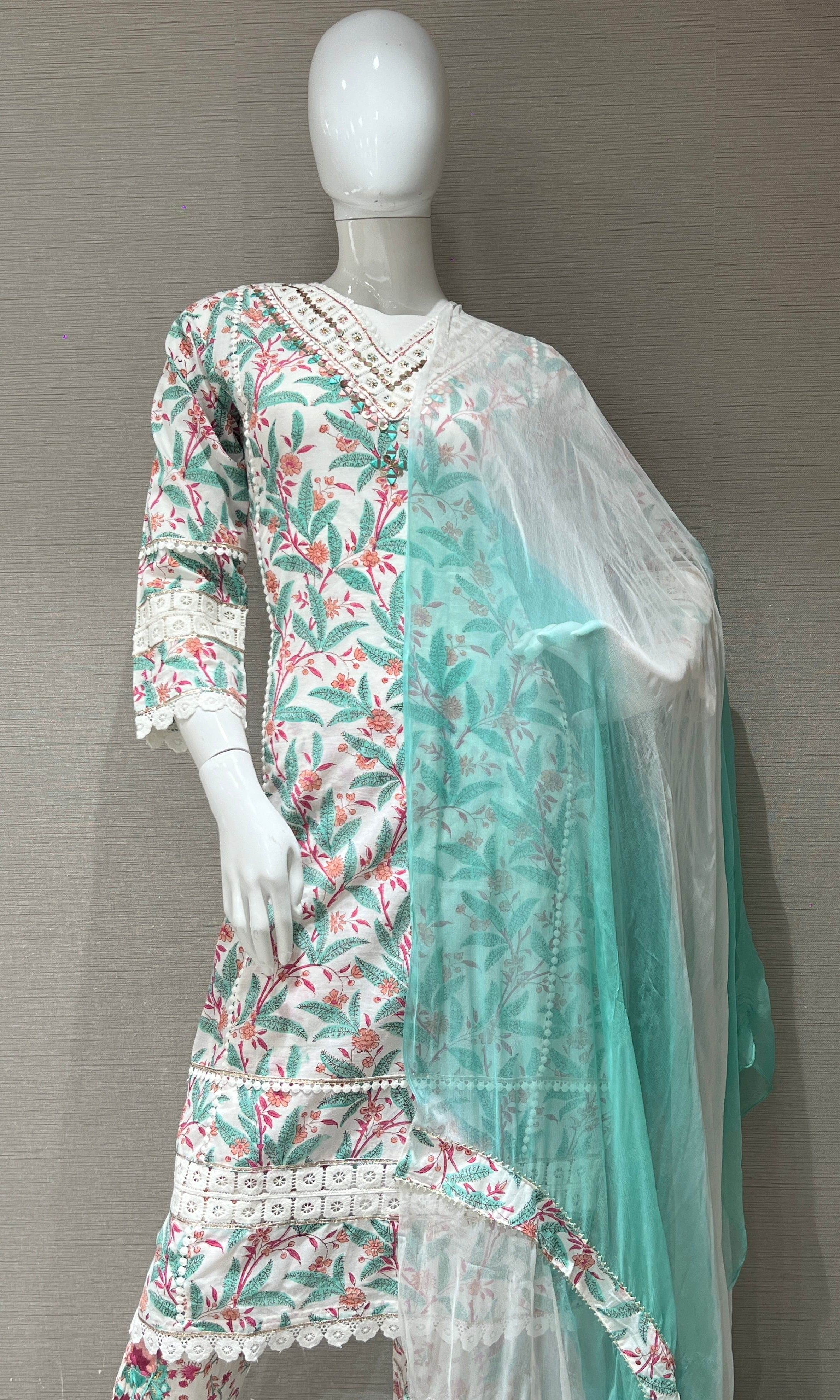 Green cotton Kurta set