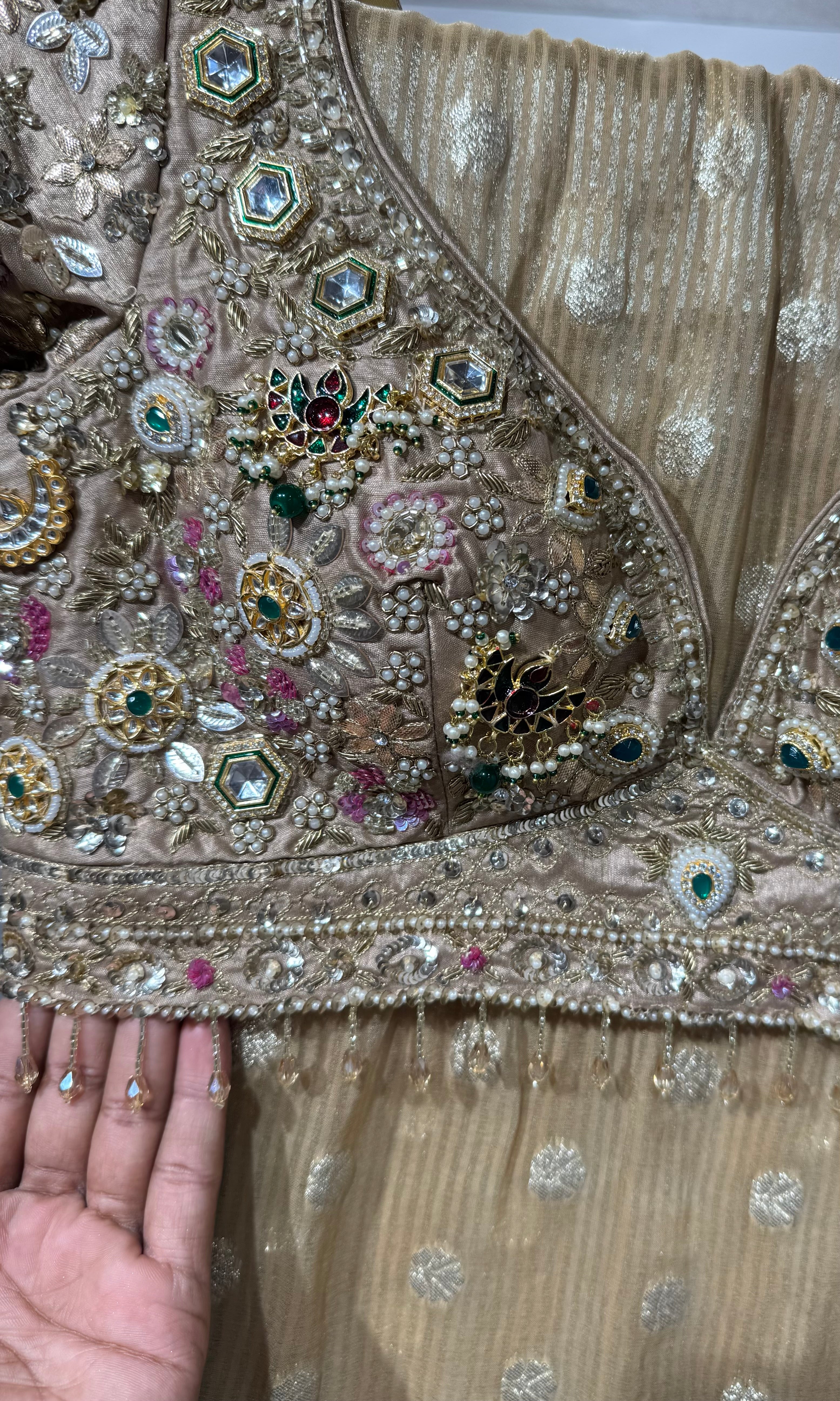 Golden Tissue Saree with Embellished Blouse