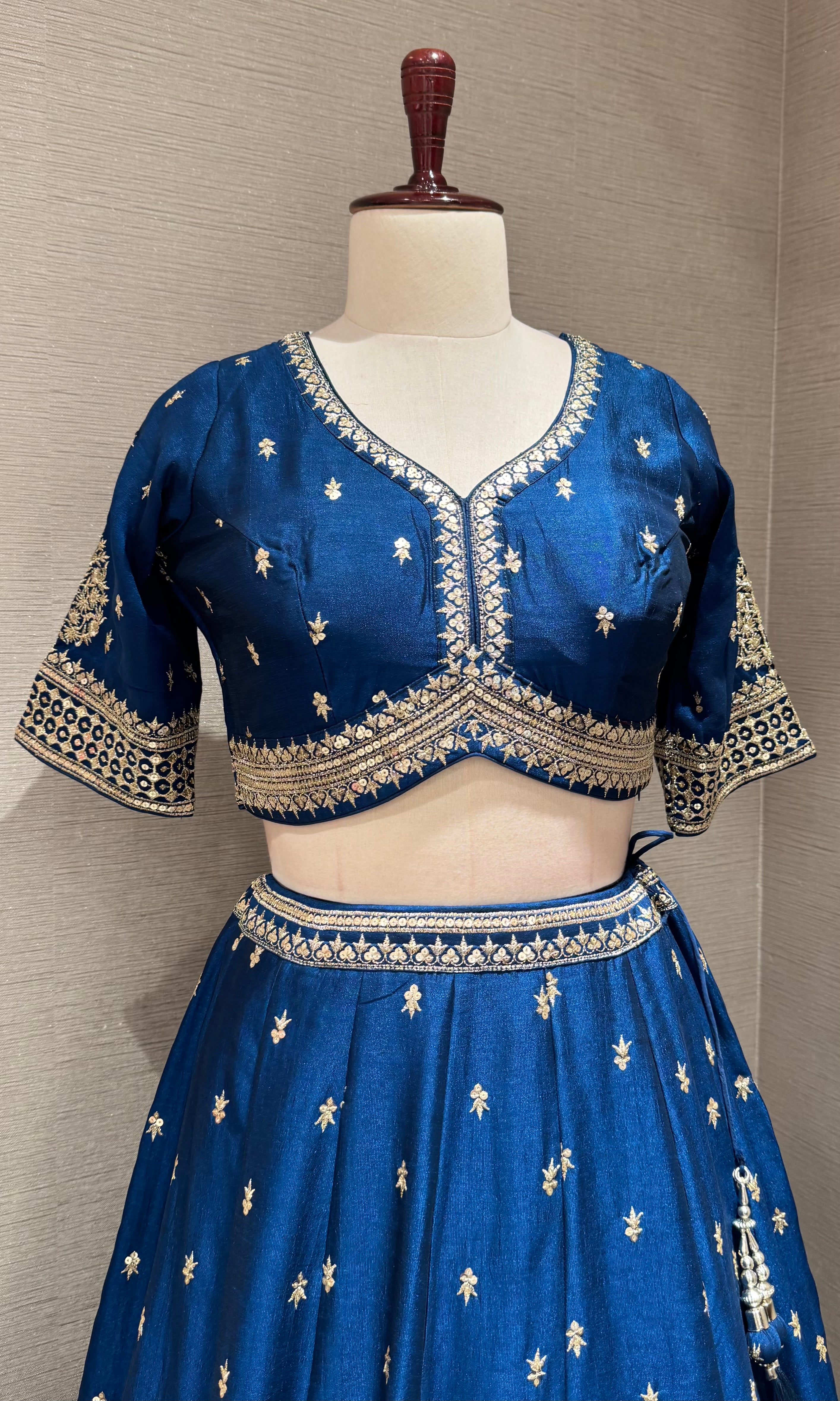 Blue Zari Embroidered Lehenga Choli